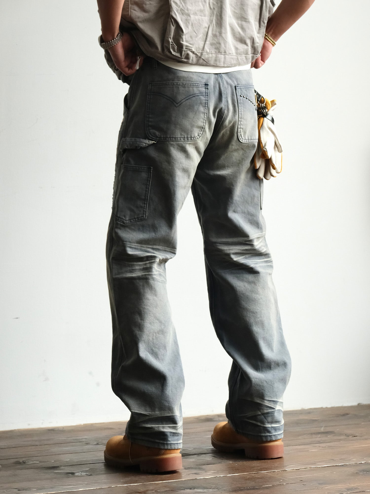 NEIGBORL Retro Distressed Washed Cargo Pants-Pants-Gray-S-Free Shipping Leatheretro