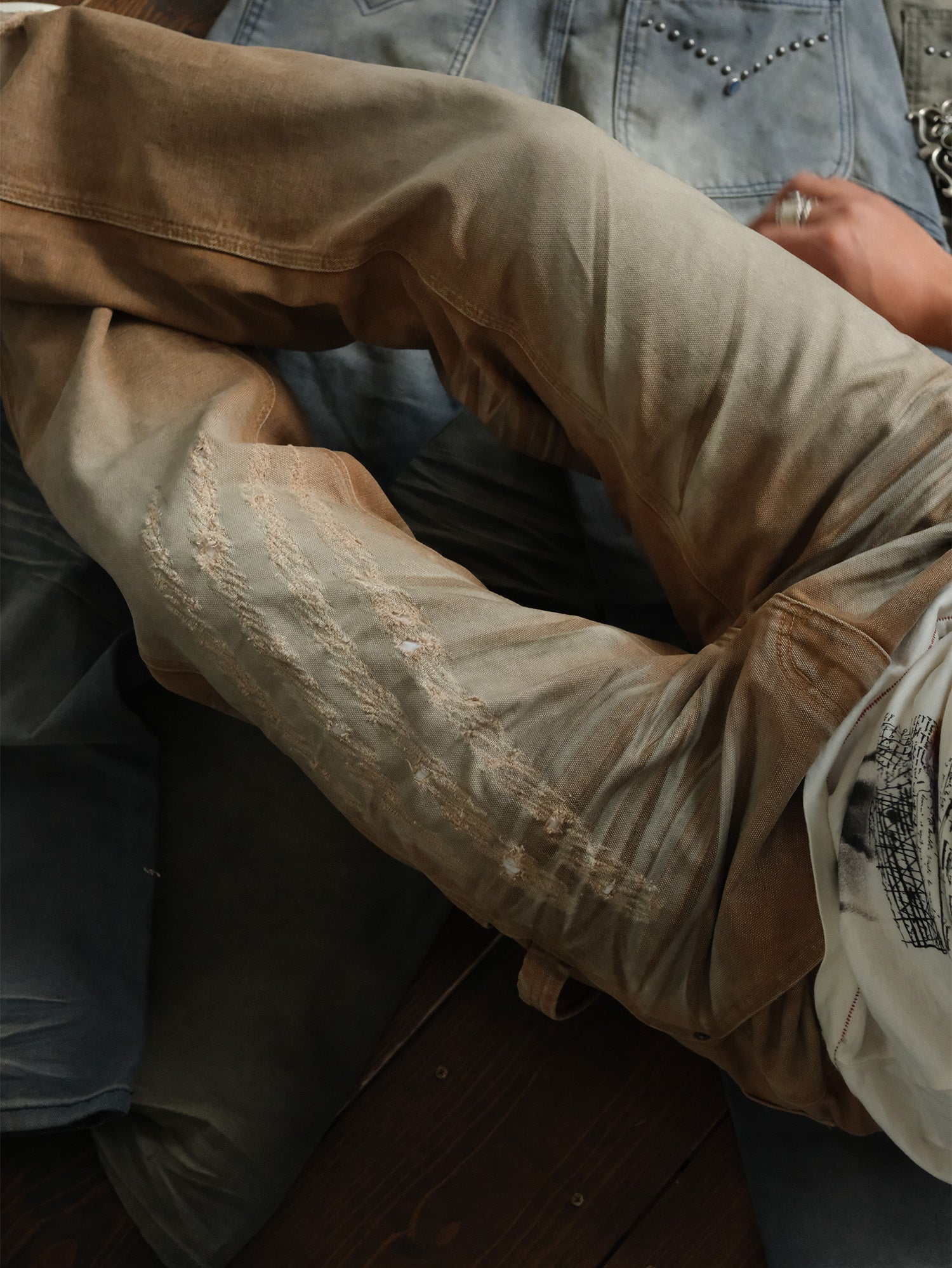 NEIGBORL Retro Distressed Washed Cargo Pants-Pants-Gray-S-Free Shipping Leatheretro