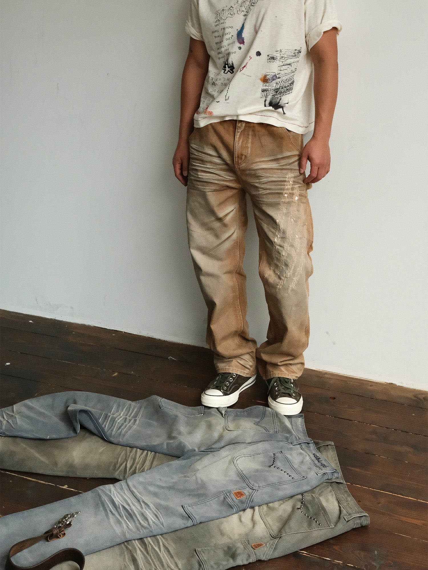 NEIGBORL Retro Distressed Washed Cargo Pants-Pants-Gray-S-Free Shipping Leatheretro