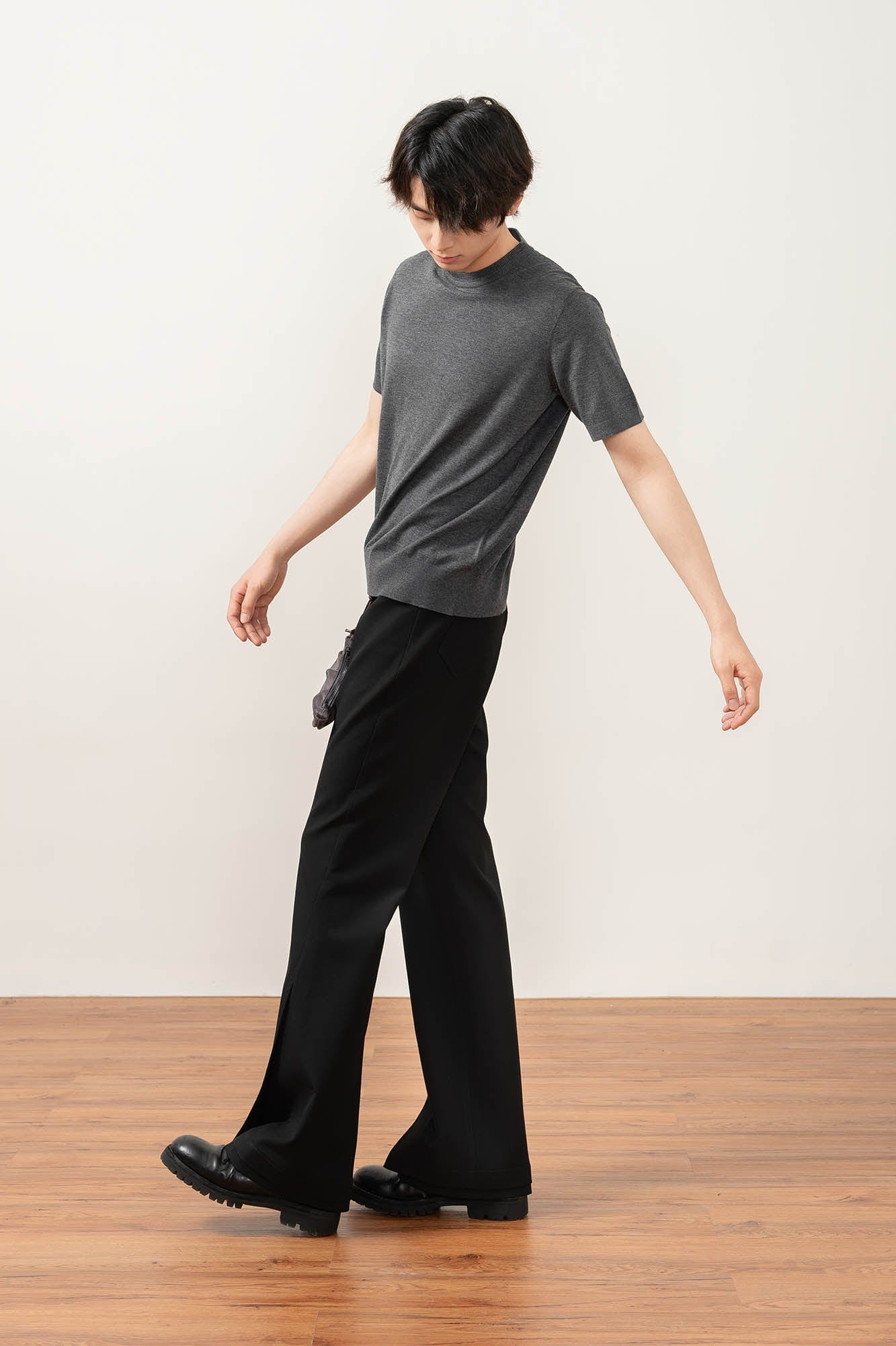 MOITIEDEPETALE Essential Layered Flared Trousers-Pants-XS-Black-Free Shipping Leatheretro