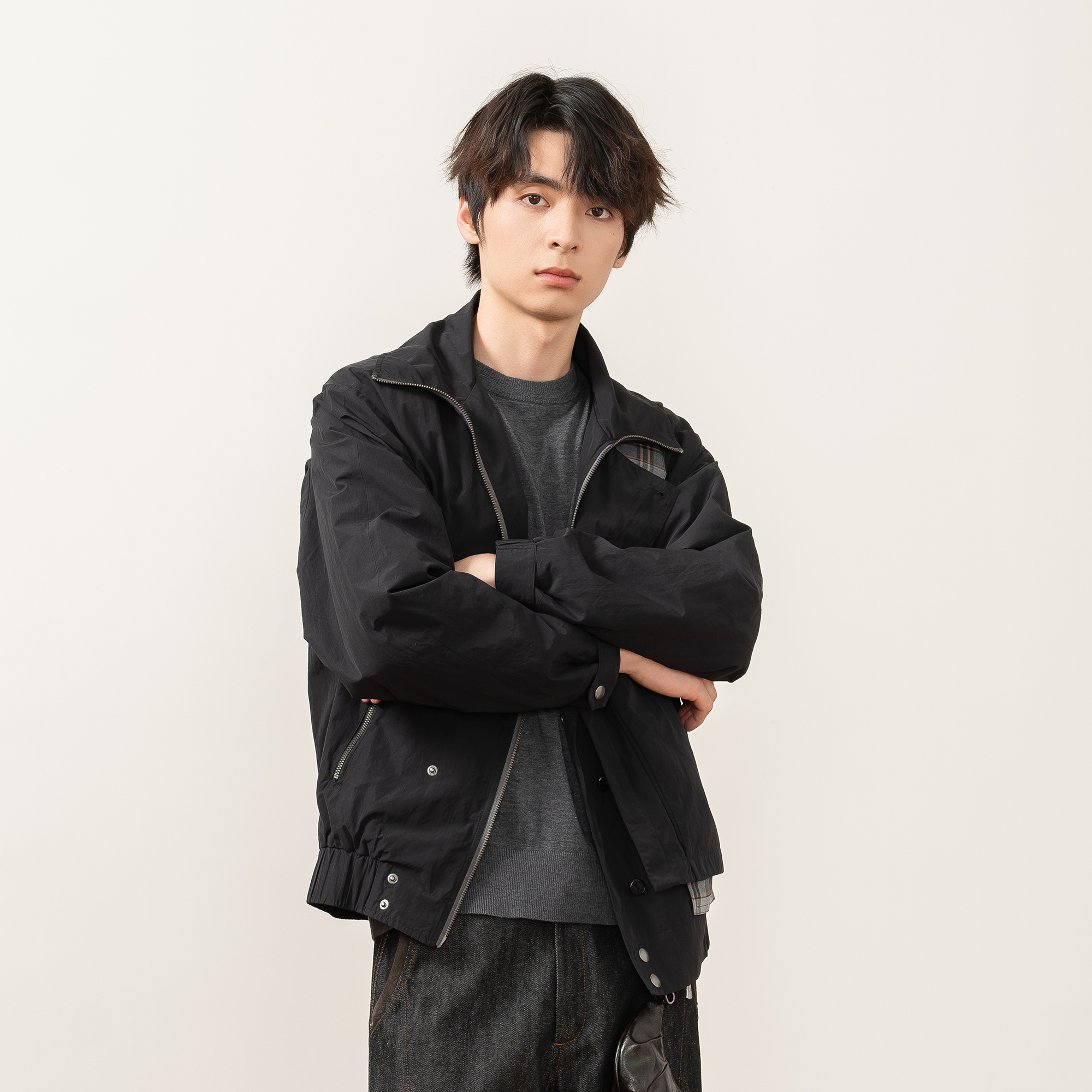 MOITIEDEPETALE Layered Plaid-Trim Jacket-Jacket-XS-Free Shipping Leatheretro