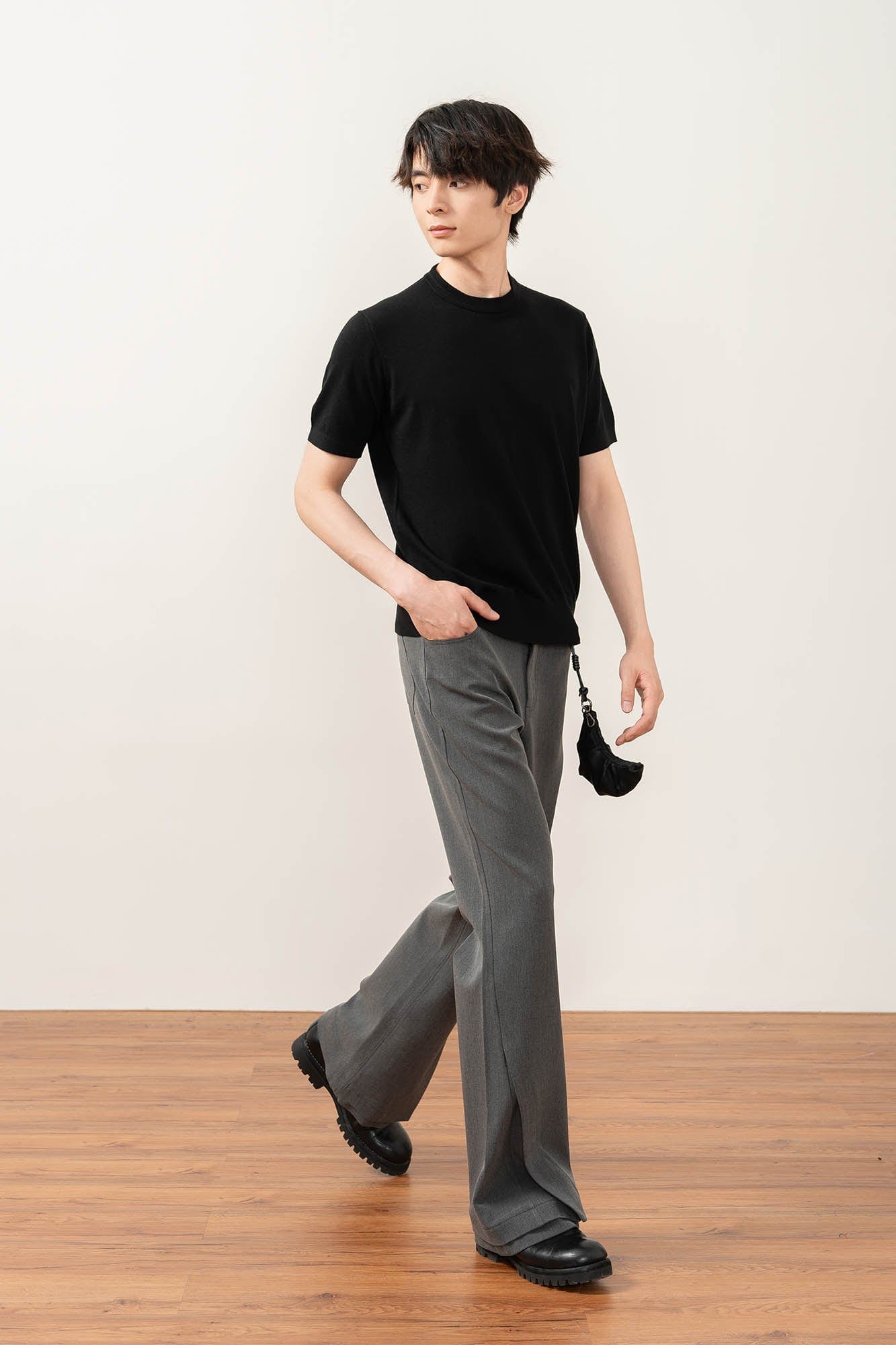 MOITIEDEPETALE Essential Layered Flared Trousers-Pants-XS-Black-Free Shipping Leatheretro