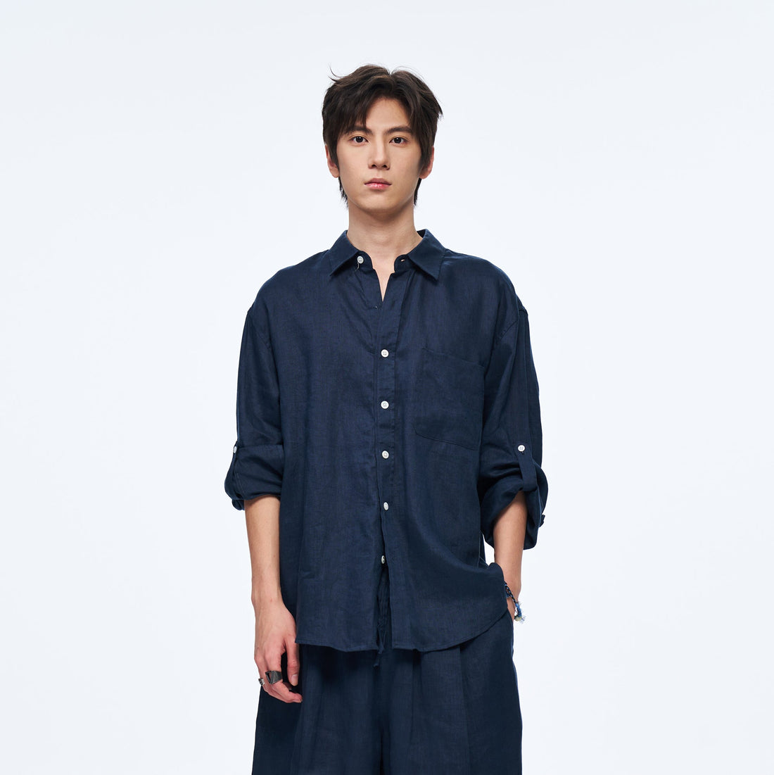 OVERLAPS Soft-Drape Button-Up Shirt-Shirt-S-Free Shipping Leatheretro