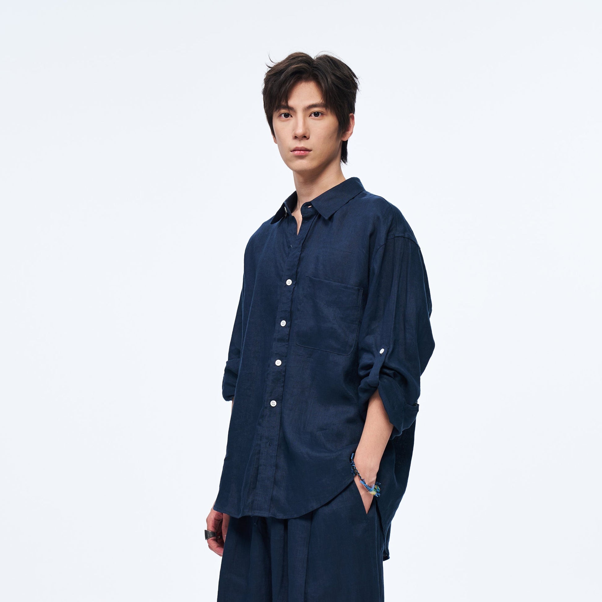 OVERLAPS Soft-Drape Button-Up Shirt-Shirt-S-Free Shipping Leatheretro