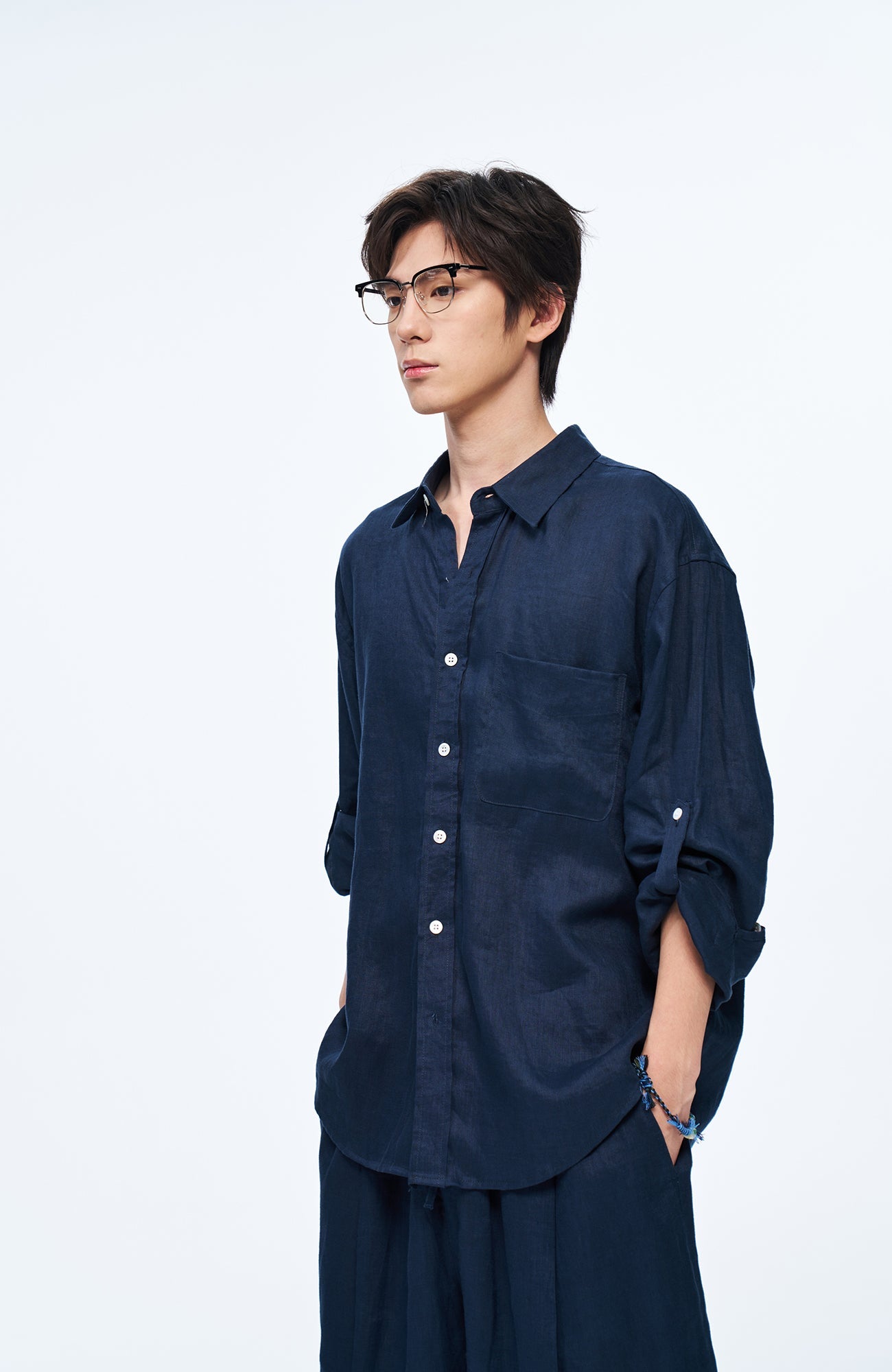 OVERLAPS Soft-Drape Button-Up Shirt-Shirt-S-Free Shipping Leatheretro