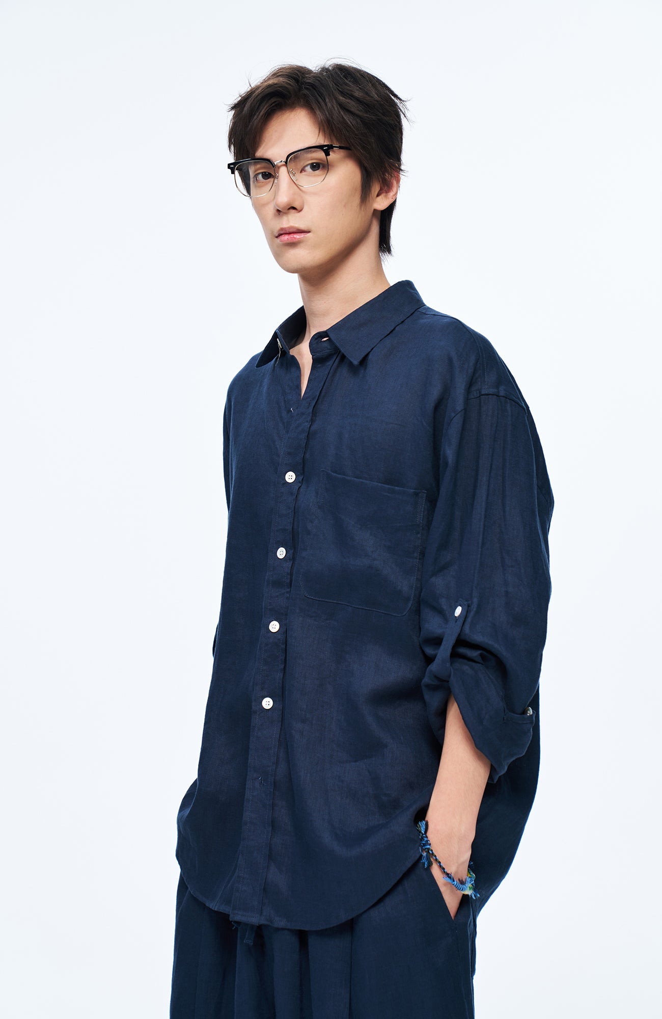 OVERLAPS Soft-Drape Button-Up Shirt-Shirt-S-Free Shipping Leatheretro
