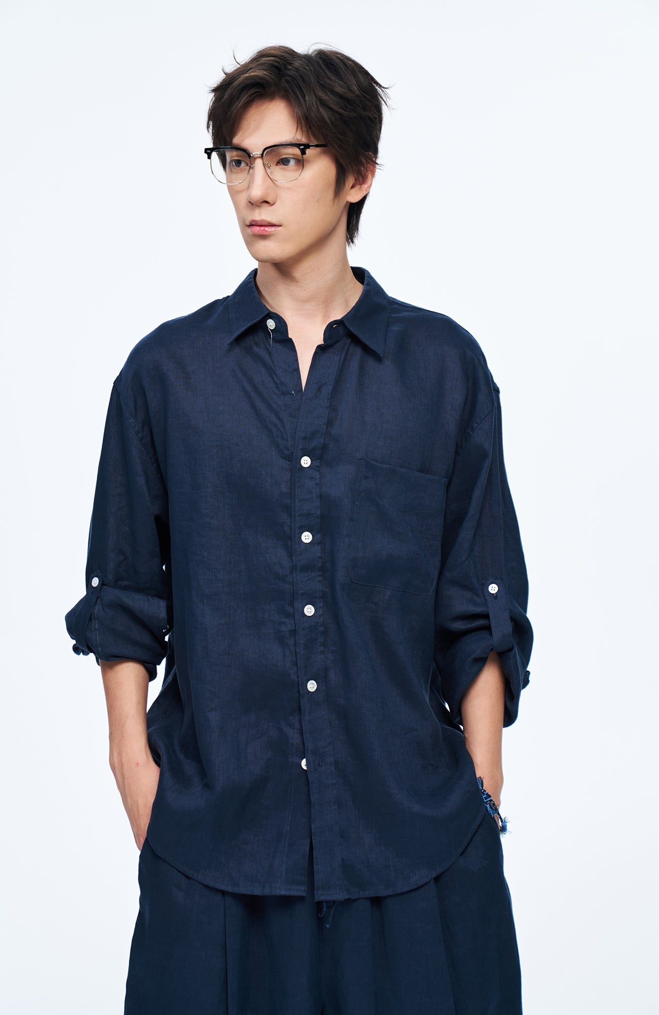 OVERLAPS Soft-Drape Button-Up Shirt-Shirt-S-Free Shipping Leatheretro