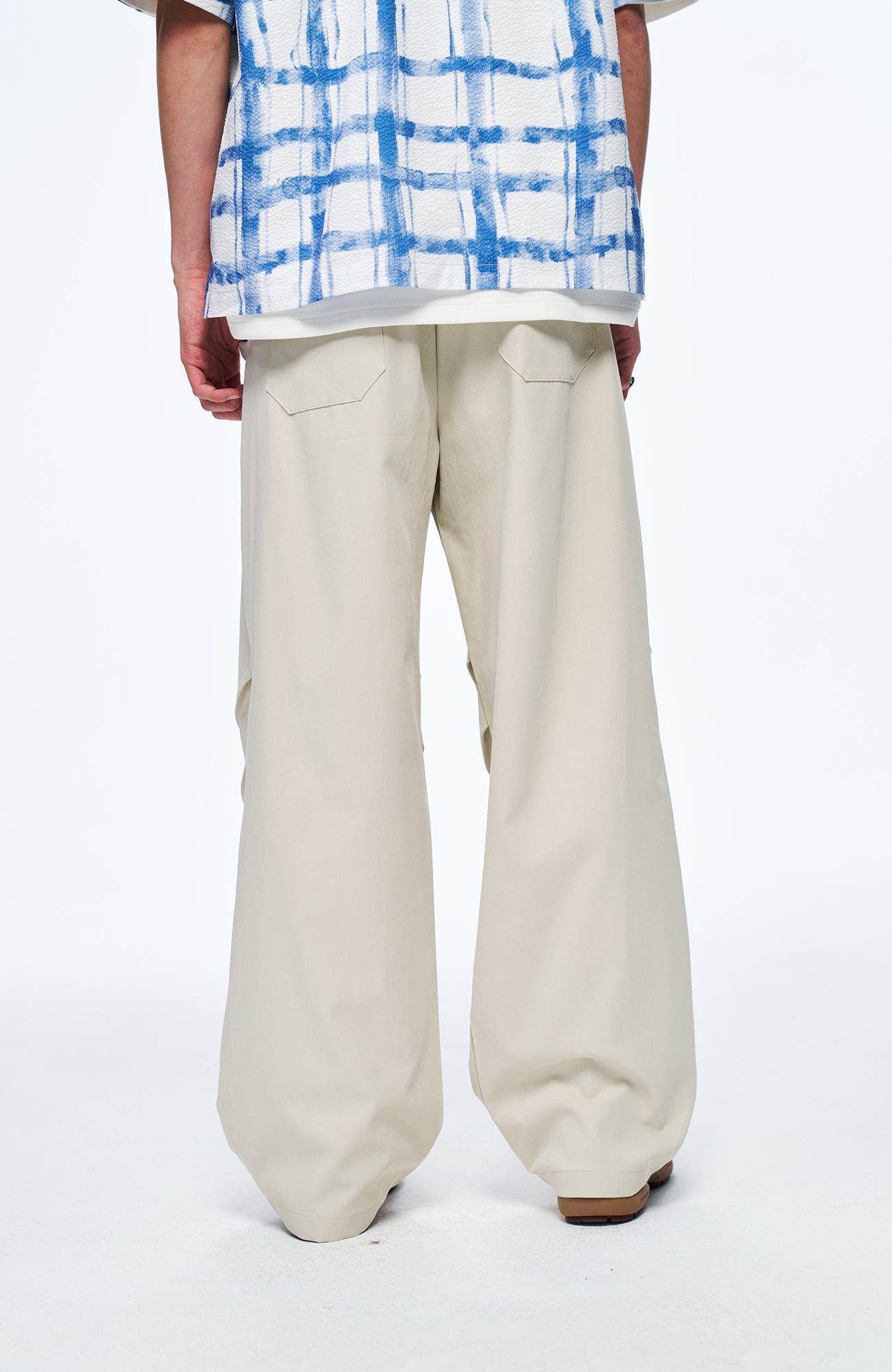 OVERLAPS Easy-Fit Straight-Leg Pants Gray-Pants-S-Free Shipping Leatheretro