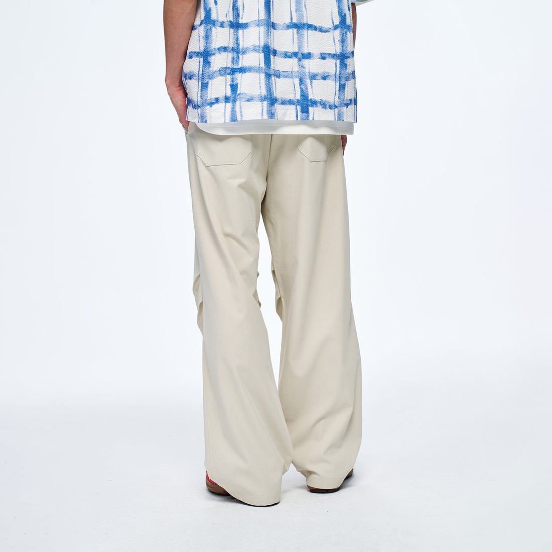 OVERLAPS Easy-Fit Straight-Leg Pants Gray-Pants-S-Free Shipping Leatheretro