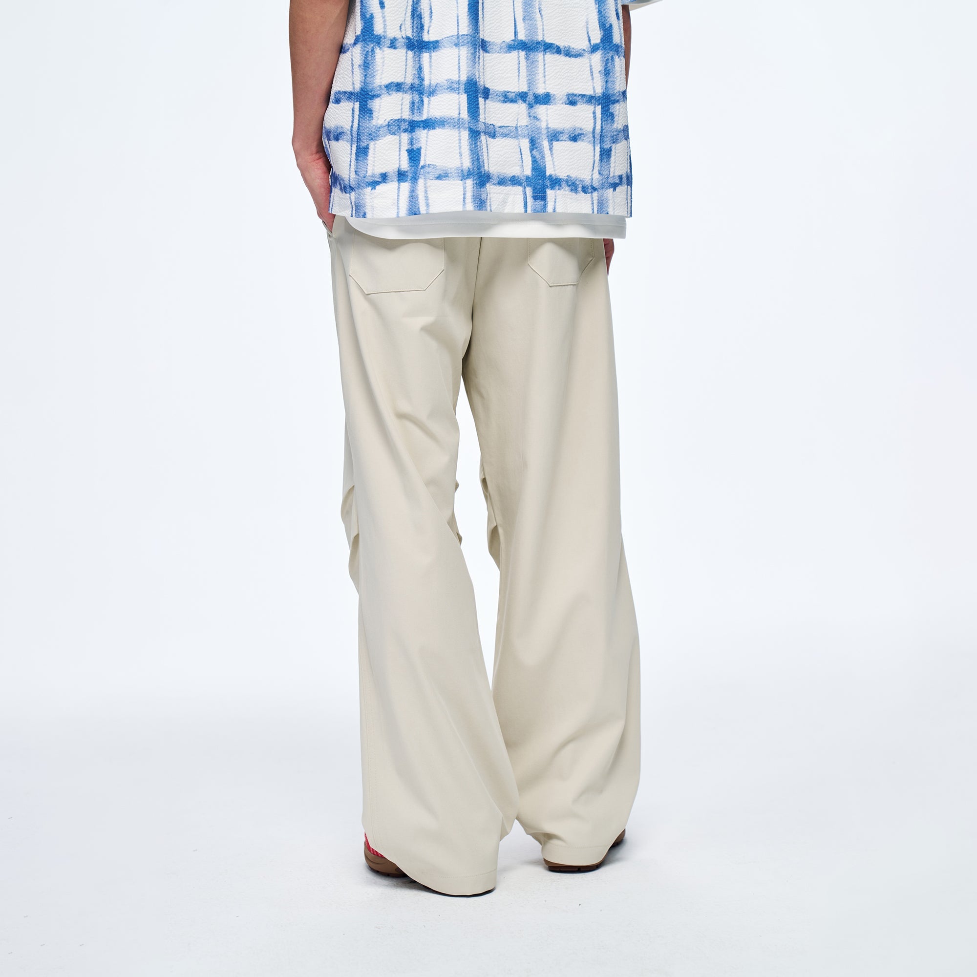 OVERLAPS Easy-Fit Straight-Leg Pants Gray-Pants-S-Free Shipping Leatheretro