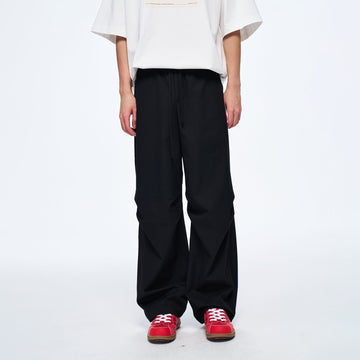 OVERLAPS Easy-Fit Straight-Leg Pants Black-Pants-S-Free Shipping Leatheretro