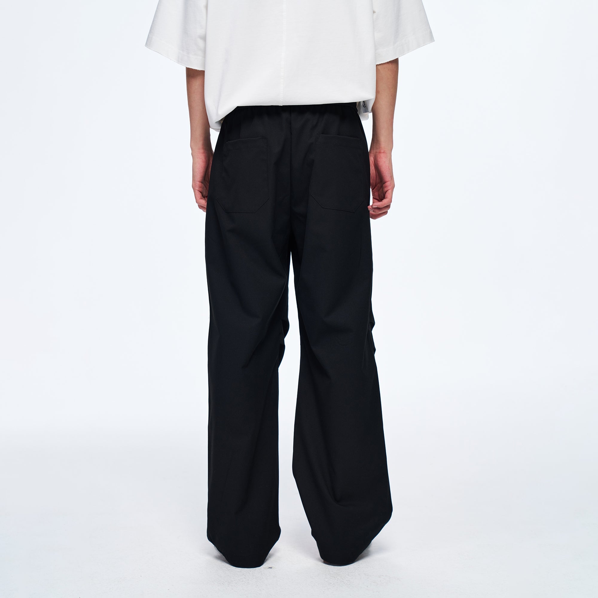 OVERLAPS Easy-Fit Straight-Leg Pants Black-Pants-S-Free Shipping Leatheretro