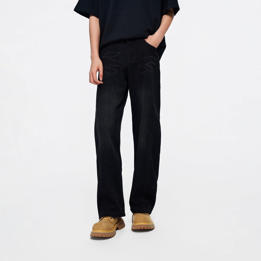 OVERLAPS Slim Curved-Leg Jeans-Jeans-S-Free Shipping Leatheretro