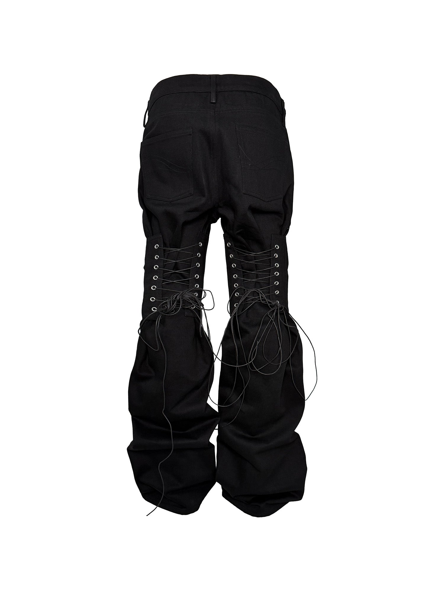 PCCVISION Lace-Up Zipper Flared Jeans-Jeans-S-Free Shipping Leatheretro