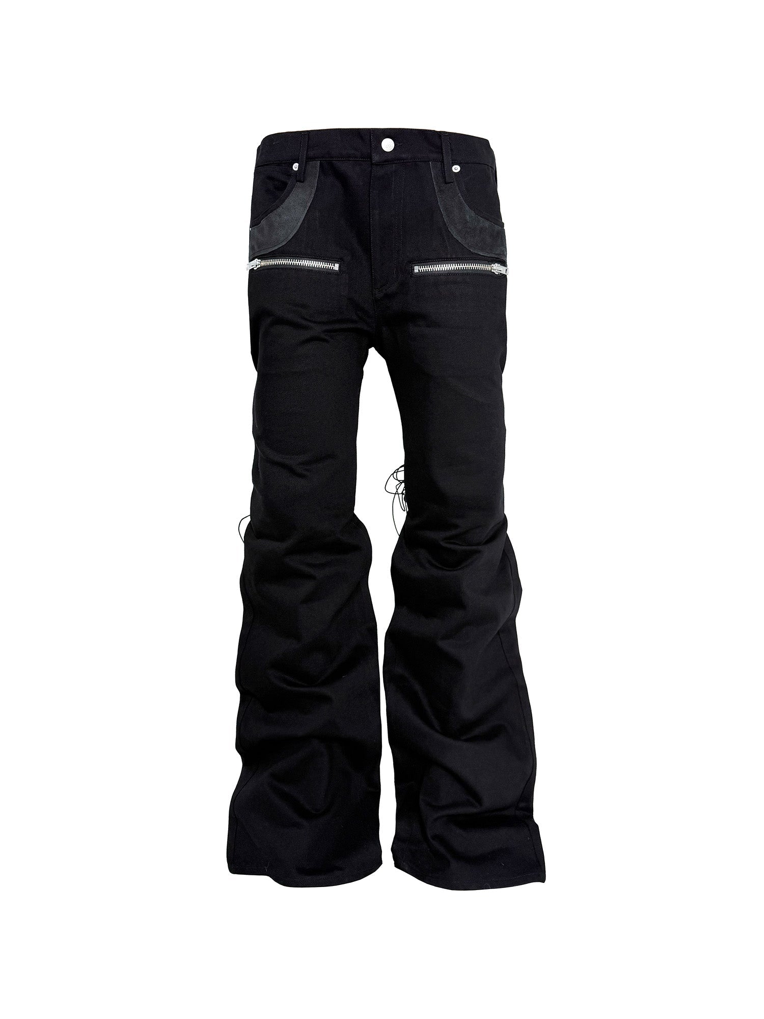 PCCVISION Lace-Up Zipper Flared Jeans-Jeans-S-Free Shipping Leatheretro