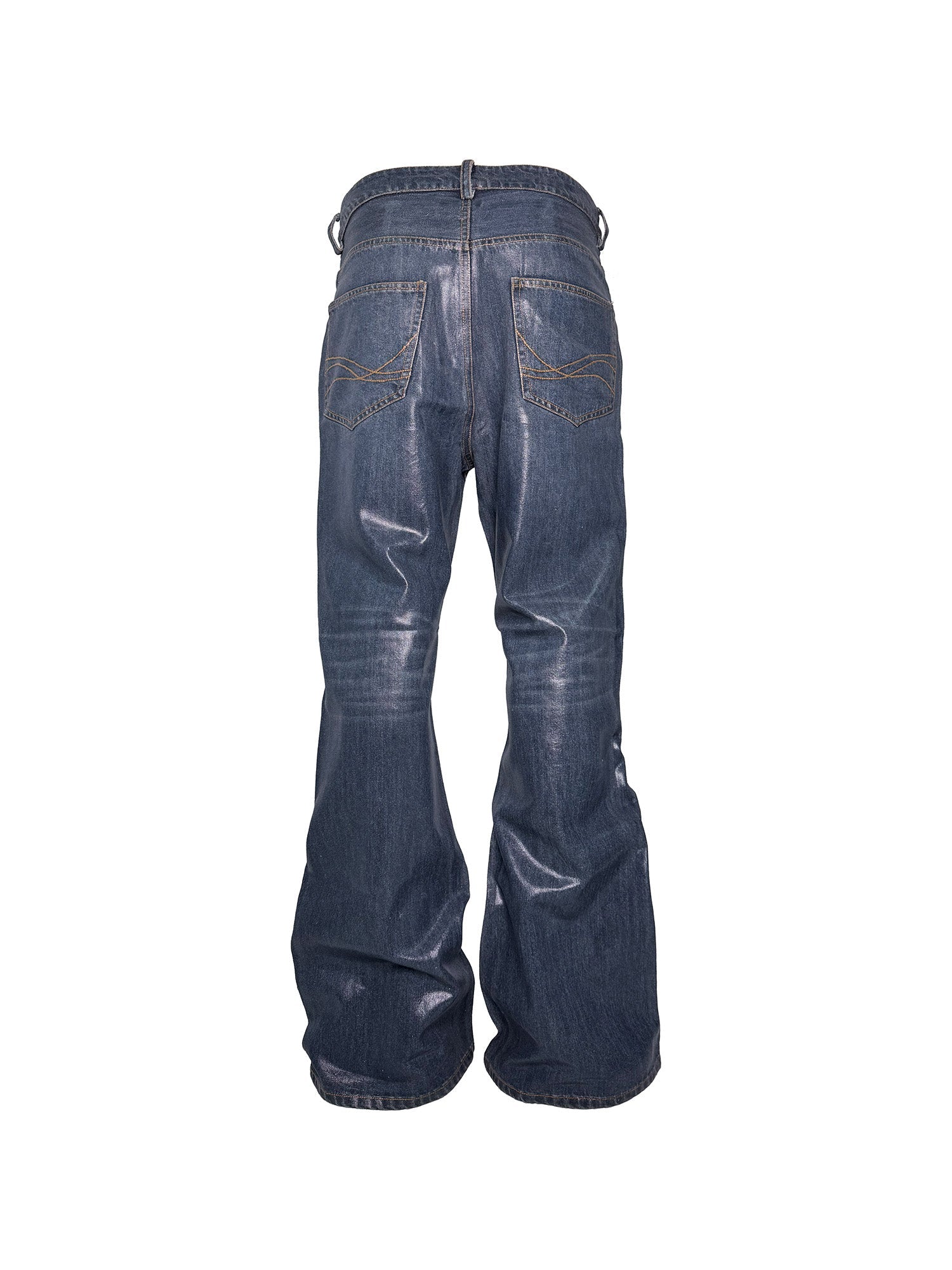 PCCVISION Resin-Coated Flared Jeans-Jeans-S-Free Shipping Leatheretro