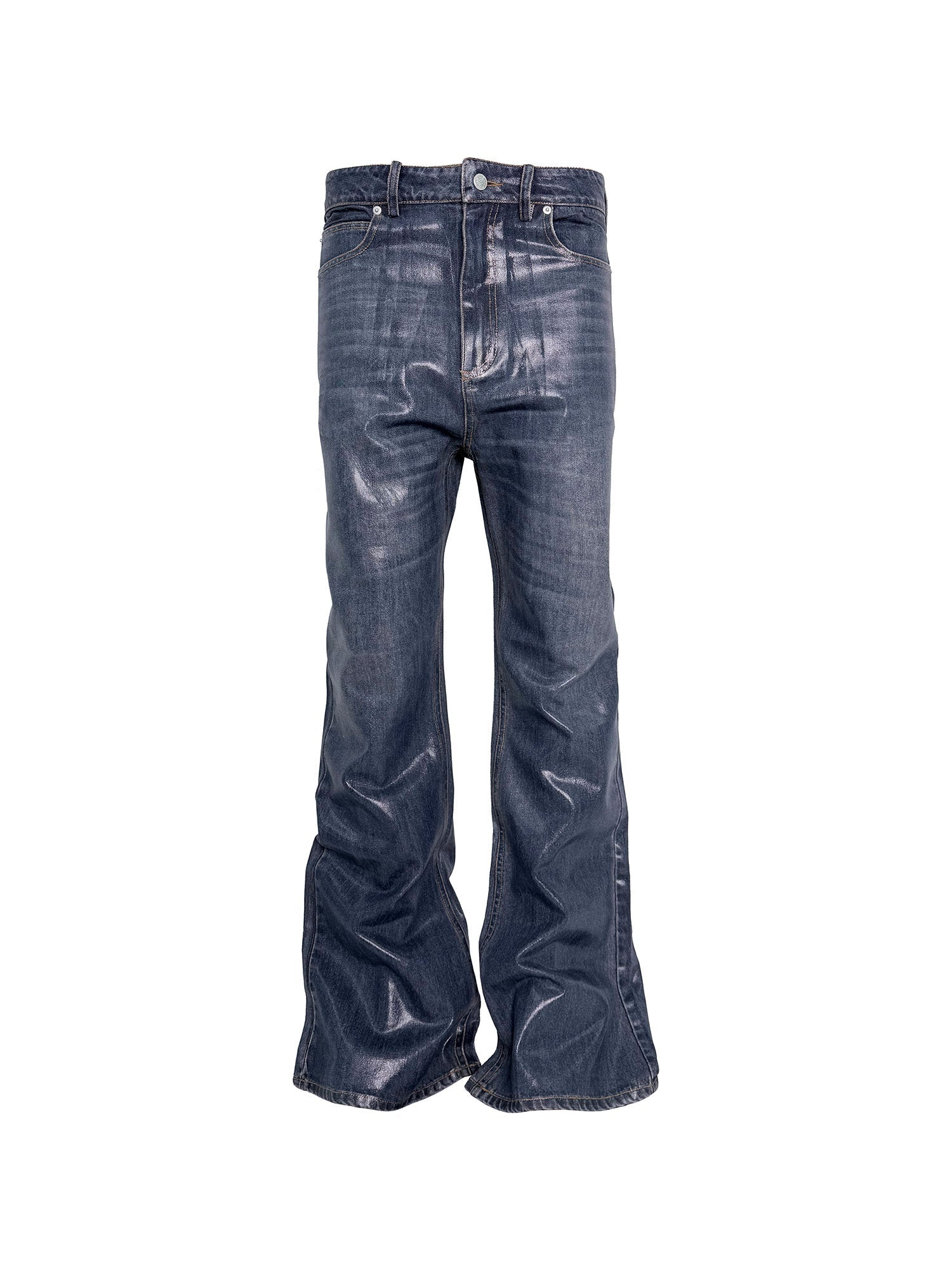 PCCVISION Resin-Coated Flared Jeans-Jeans-S-Free Shipping Leatheretro