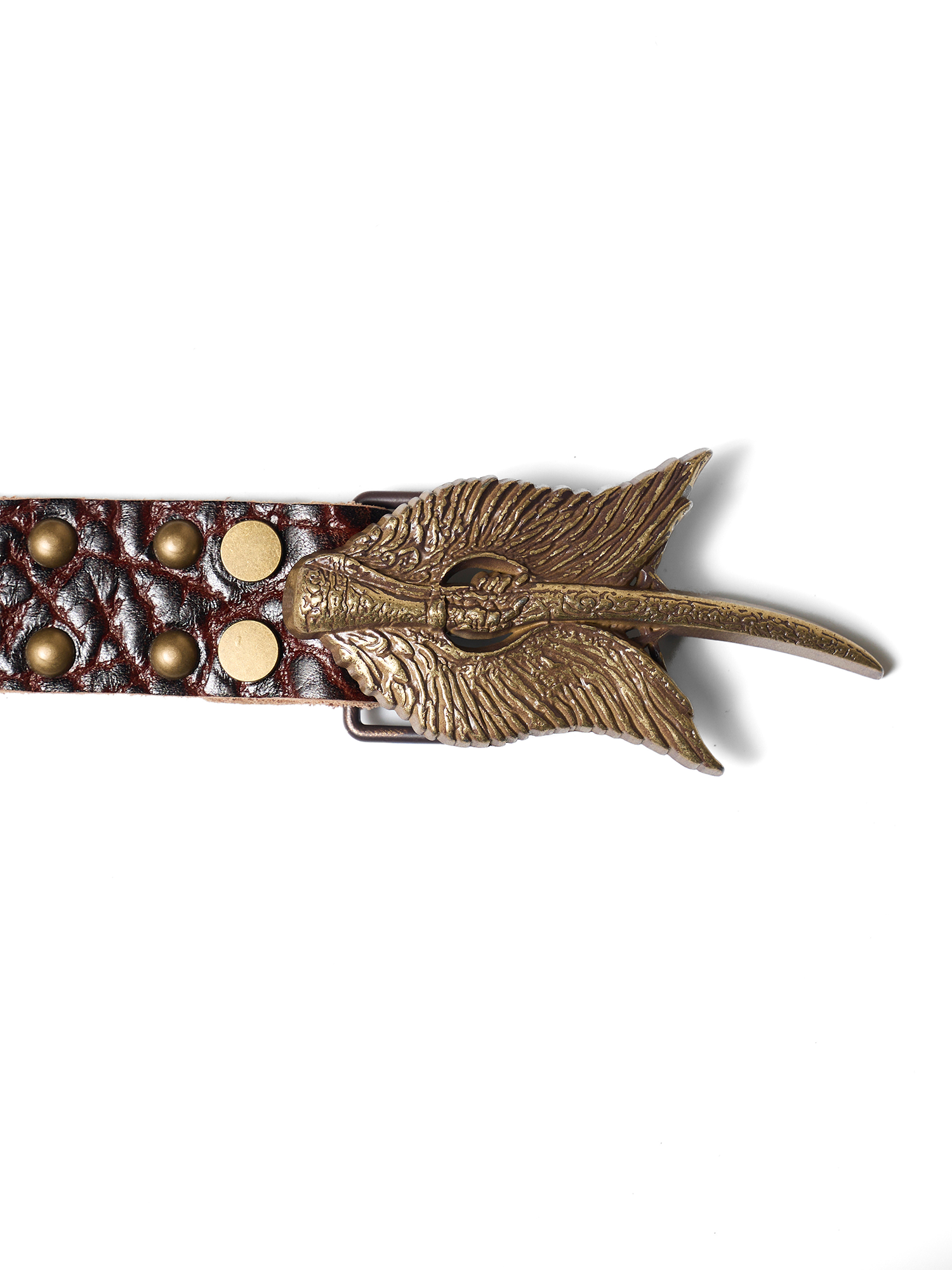 RICHILL Bronze Wing Emblem Cracked Leather Belt-Belt-One Size-Free Shipping Leatheretro