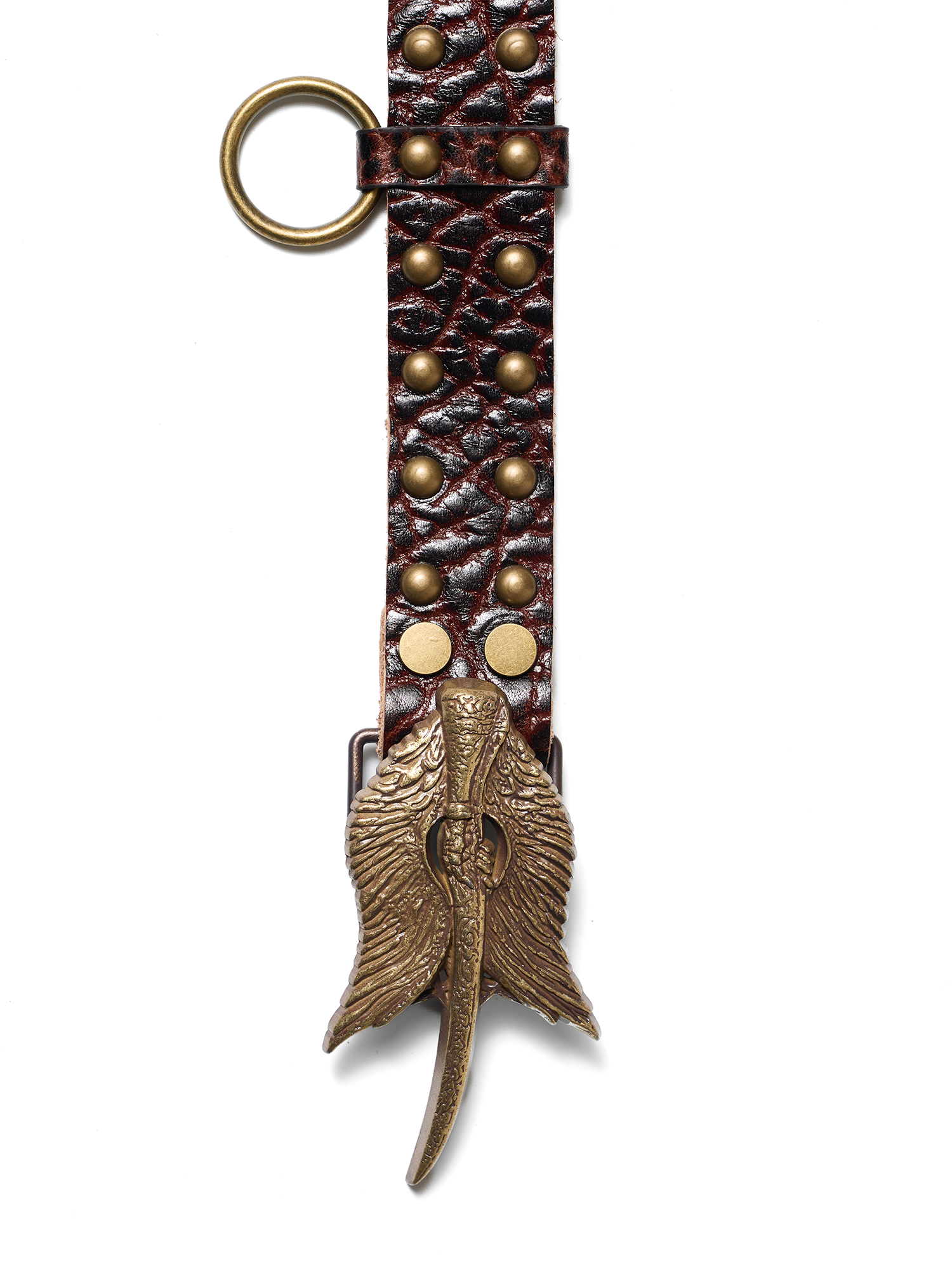 RICHILL Bronze Wing Emblem Cracked Leather Belt-Belt-One Size-Free Shipping Leatheretro