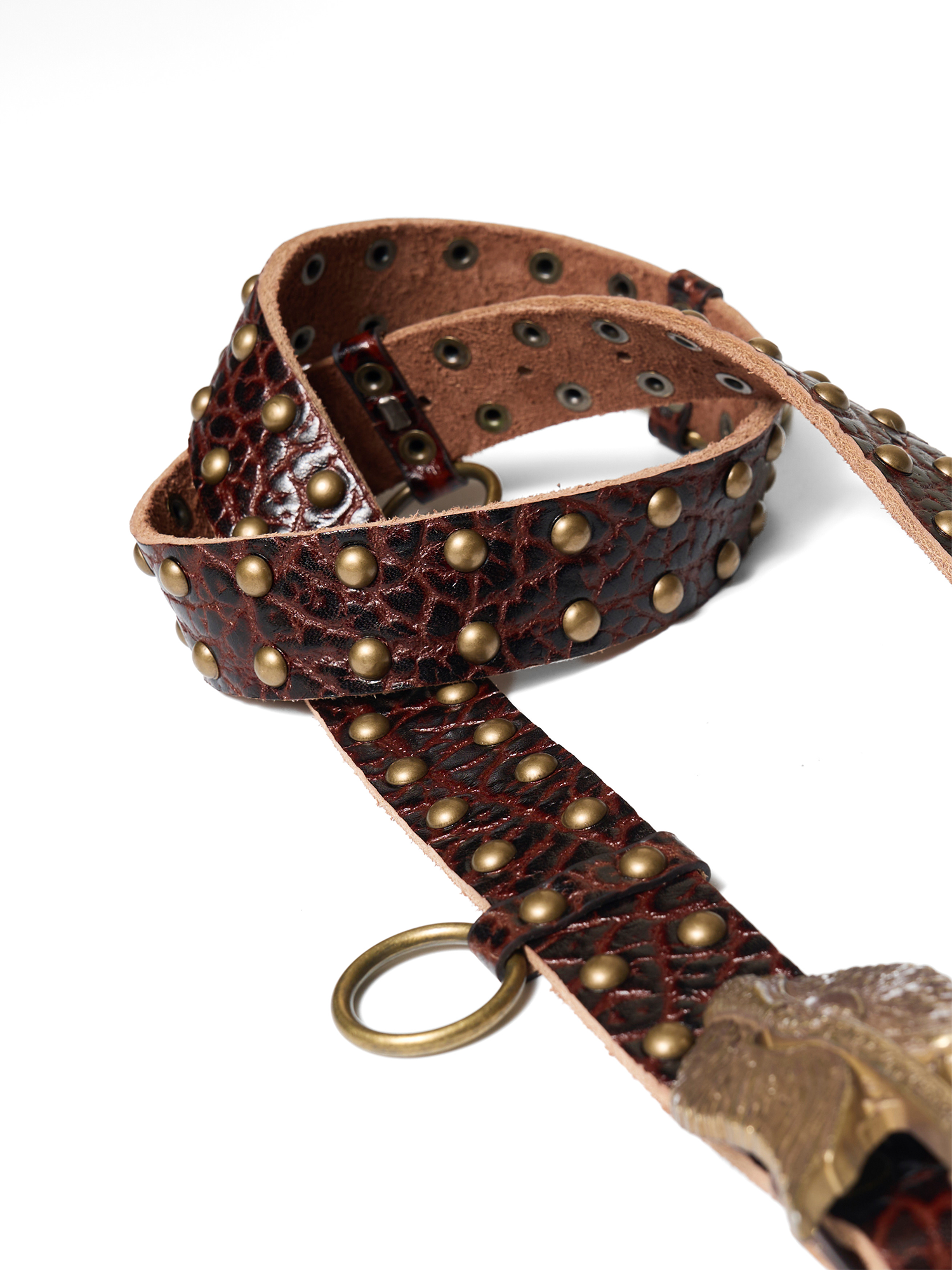 RICHILL Bronze Wing Emblem Cracked Leather Belt-Belt-One Size-Free Shipping Leatheretro