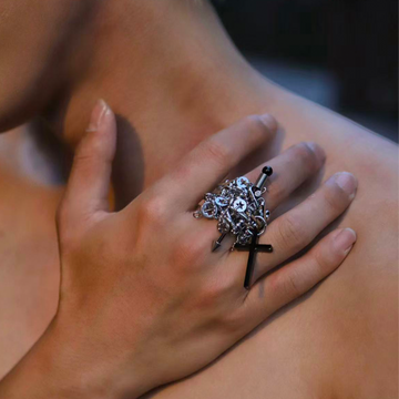 NUNKNOTX Handmade Gothic Cross Ring-Ring-Black Cross-Free Shipping Leatheretro