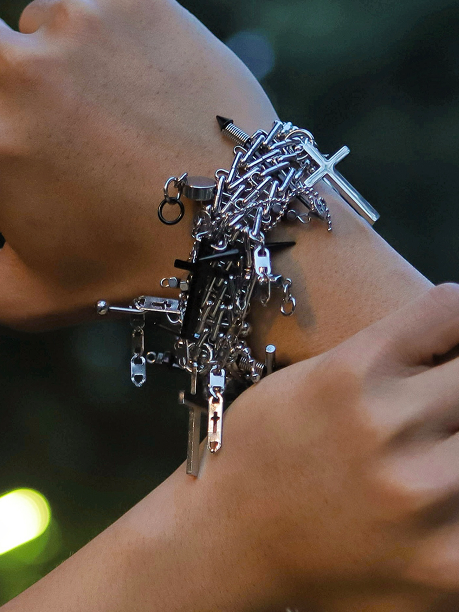 NUNKNOTX Handmade Cross Charm Punk Bracelet-Bracelet-Regular (7.87–10.24 in)-Free Shipping Leatheretro