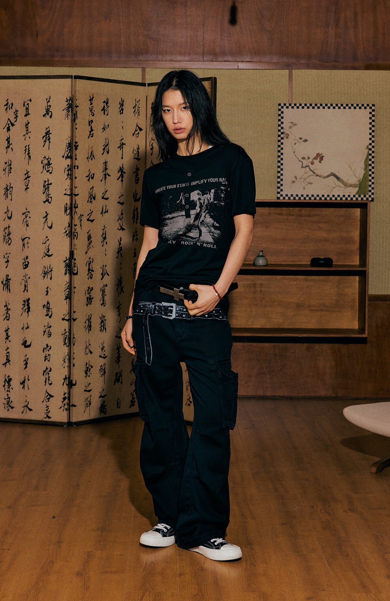KREATE Faux-Layer Modal Henley Graphic Tee-T Shirt-S (Preorder)-Free Shipping Leatheretro