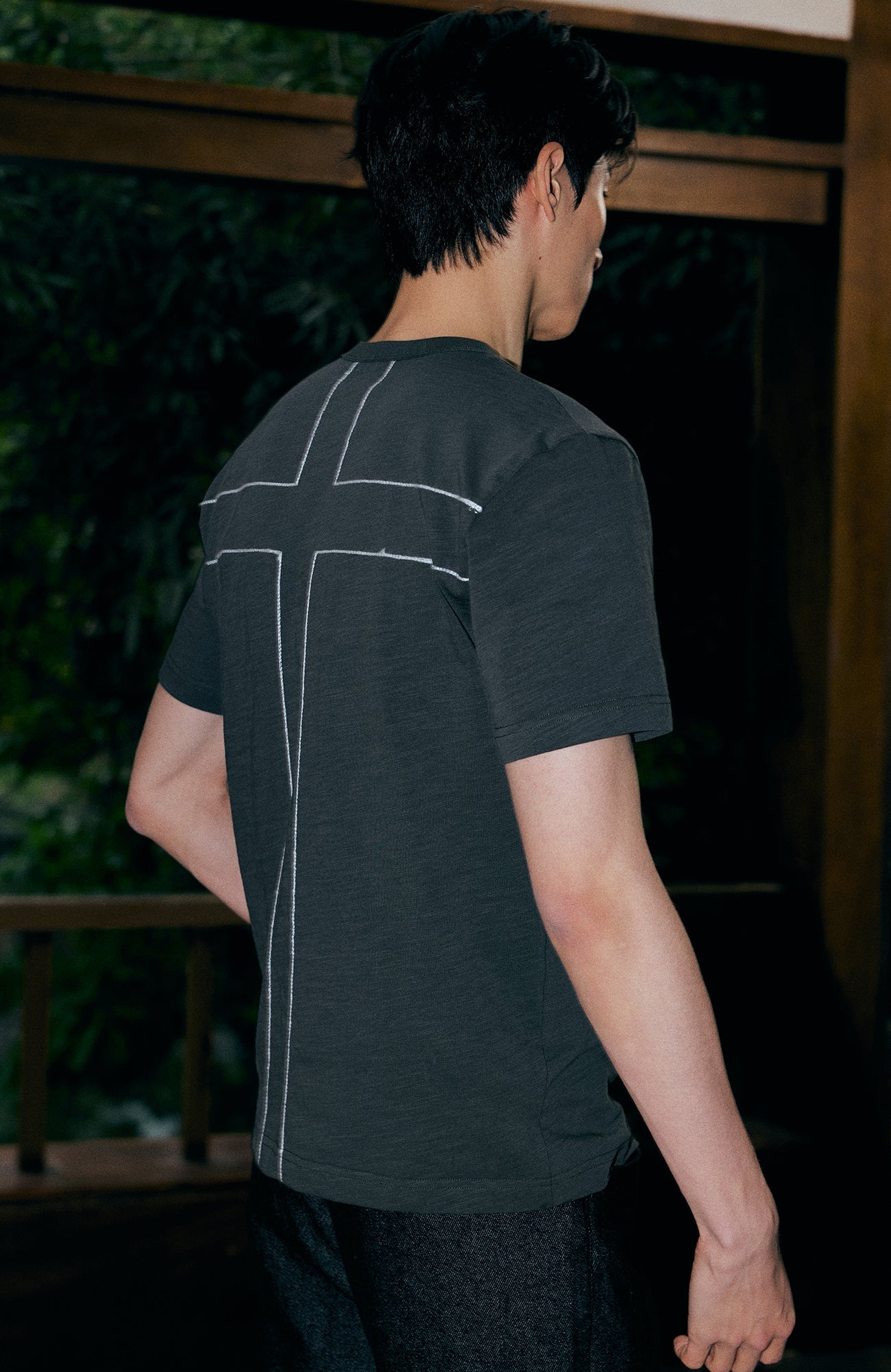 KREATE Cross-Stitch Henley T-Shirt-T Shirt-S (Preorder)-Dark Gray-Free Shipping Leatheretro