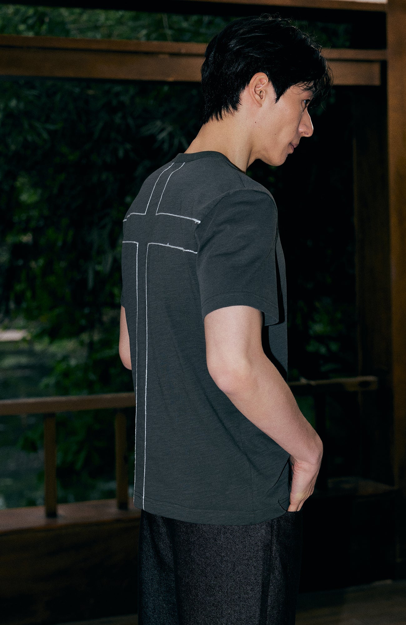 KREATE Cross-Stitch Henley T-Shirt-T Shirt-S (Preorder)-Dark Gray-Free Shipping Leatheretro