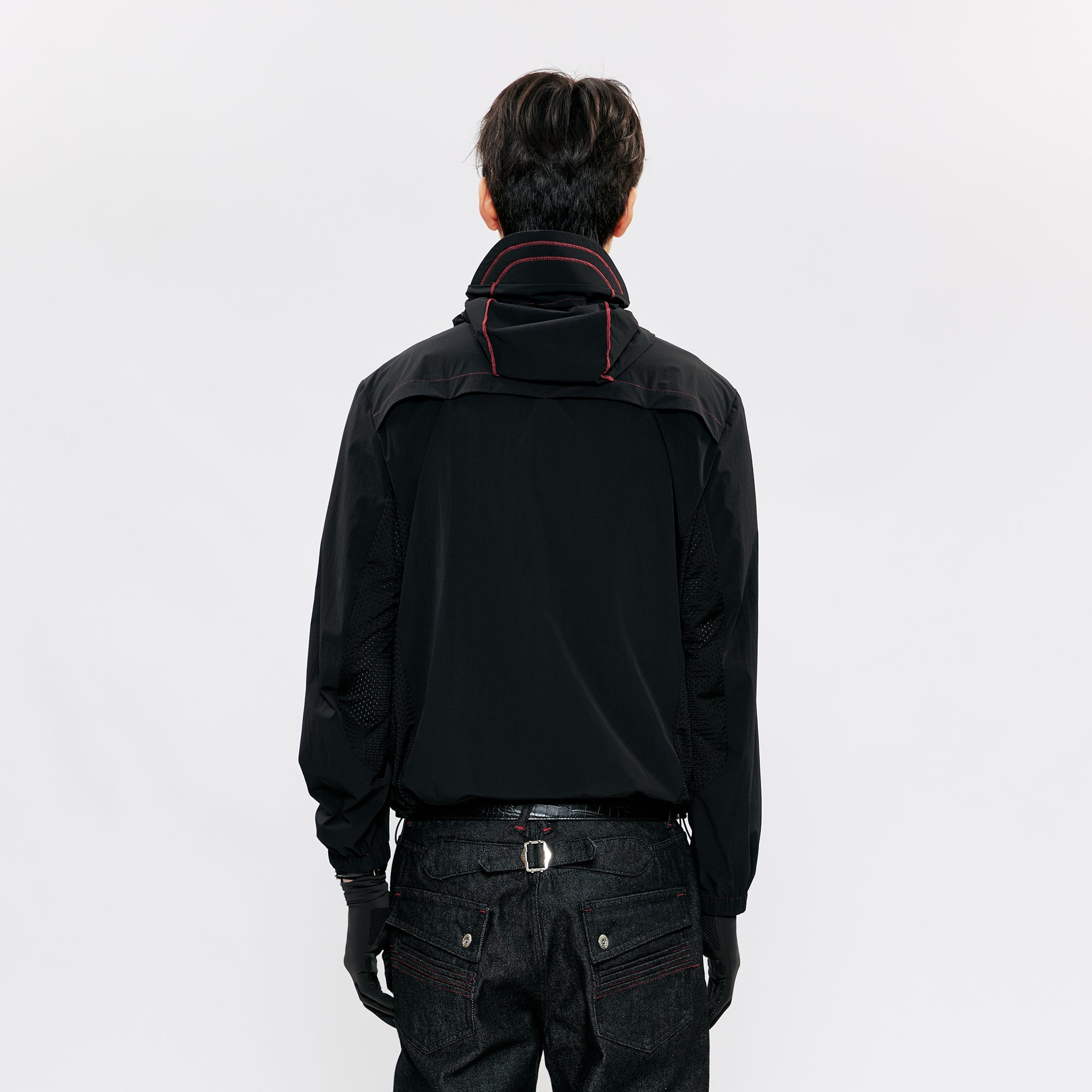 KREATE Asymmetrical Zip-Up UV Hooded Jacket-Jacket-S (Preorder)-Black-Free Shipping Leatheretro