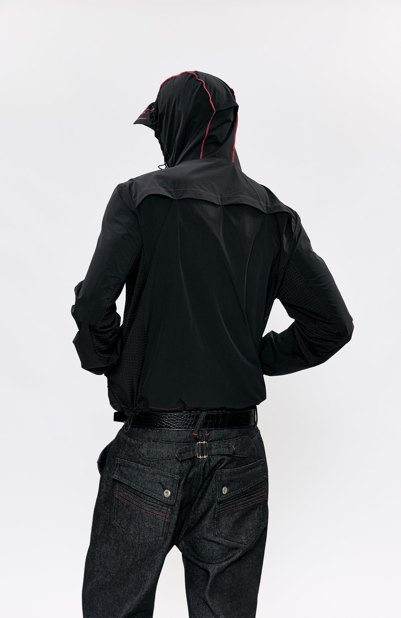 KREATE Asymmetrical Zip-Up UV Hooded Jacket-Jacket-S (Preorder)-Black-Free Shipping Leatheretro