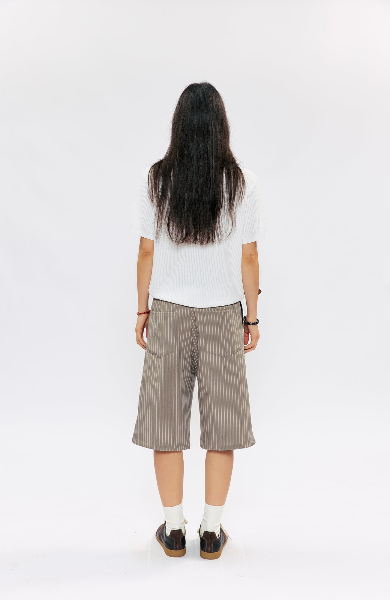 KREATE Pinstripe Pleated Suit Shorts-Shorts-S (Preorder)-Black-Free Shipping Leatheretro