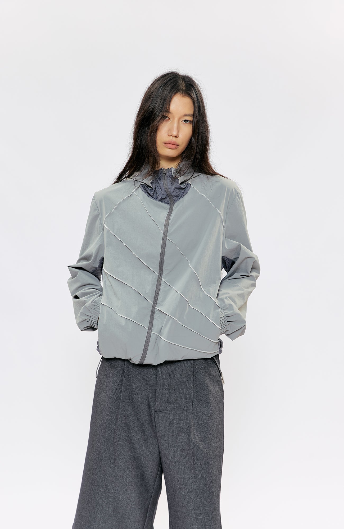 KREATE Asymmetrical Zip-Up UV Hooded Jacket-Jacket-S (Preorder)-Black-Free Shipping Leatheretro