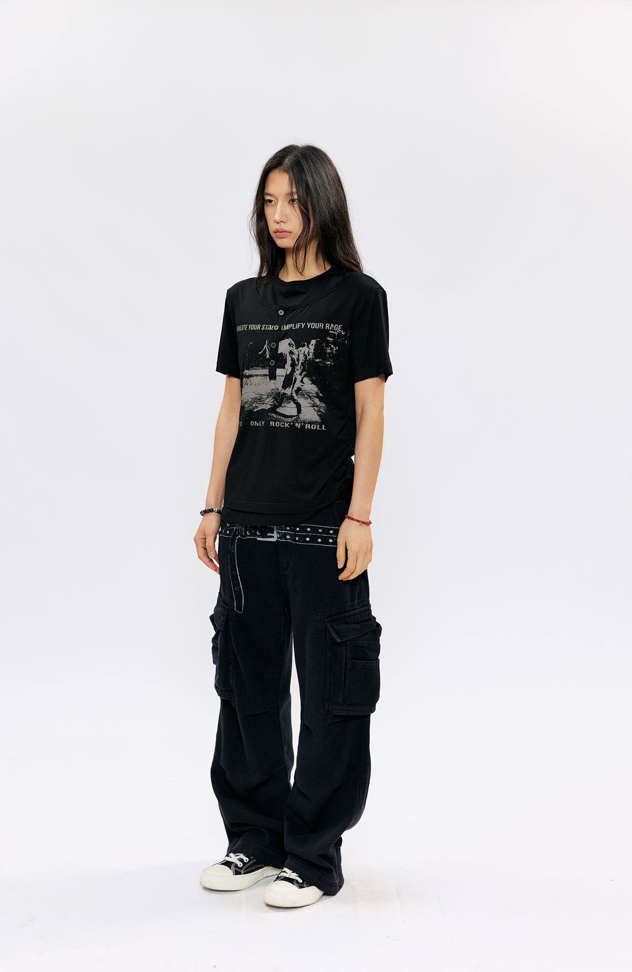 KREATE Faux-Layer Modal Henley Graphic Tee-T Shirt-S (Preorder)-Free Shipping Leatheretro