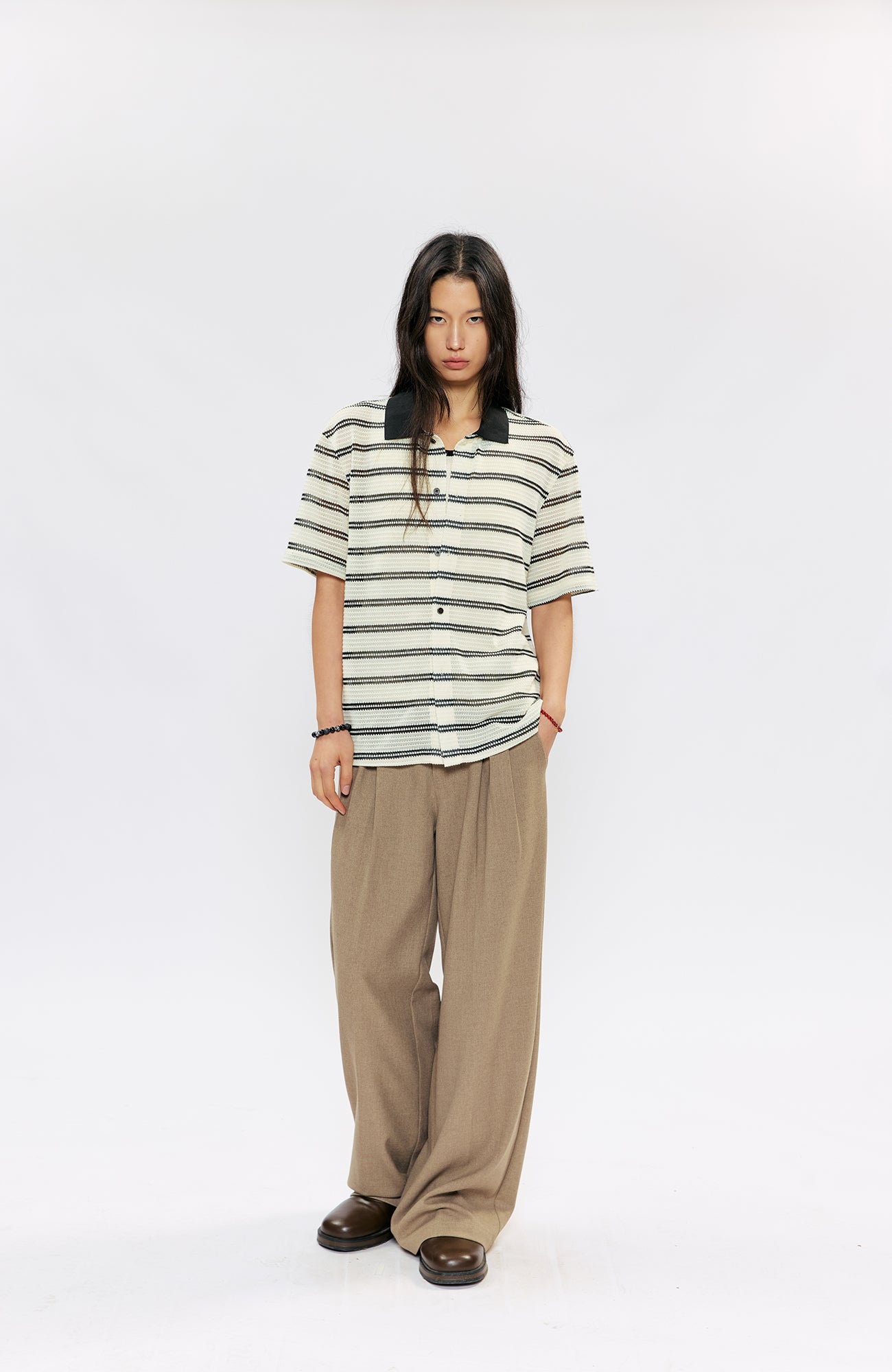 KREATE Stripe Knit Half Shirt-Half shirt-S (Preorder)-Free Shipping Leatheretro