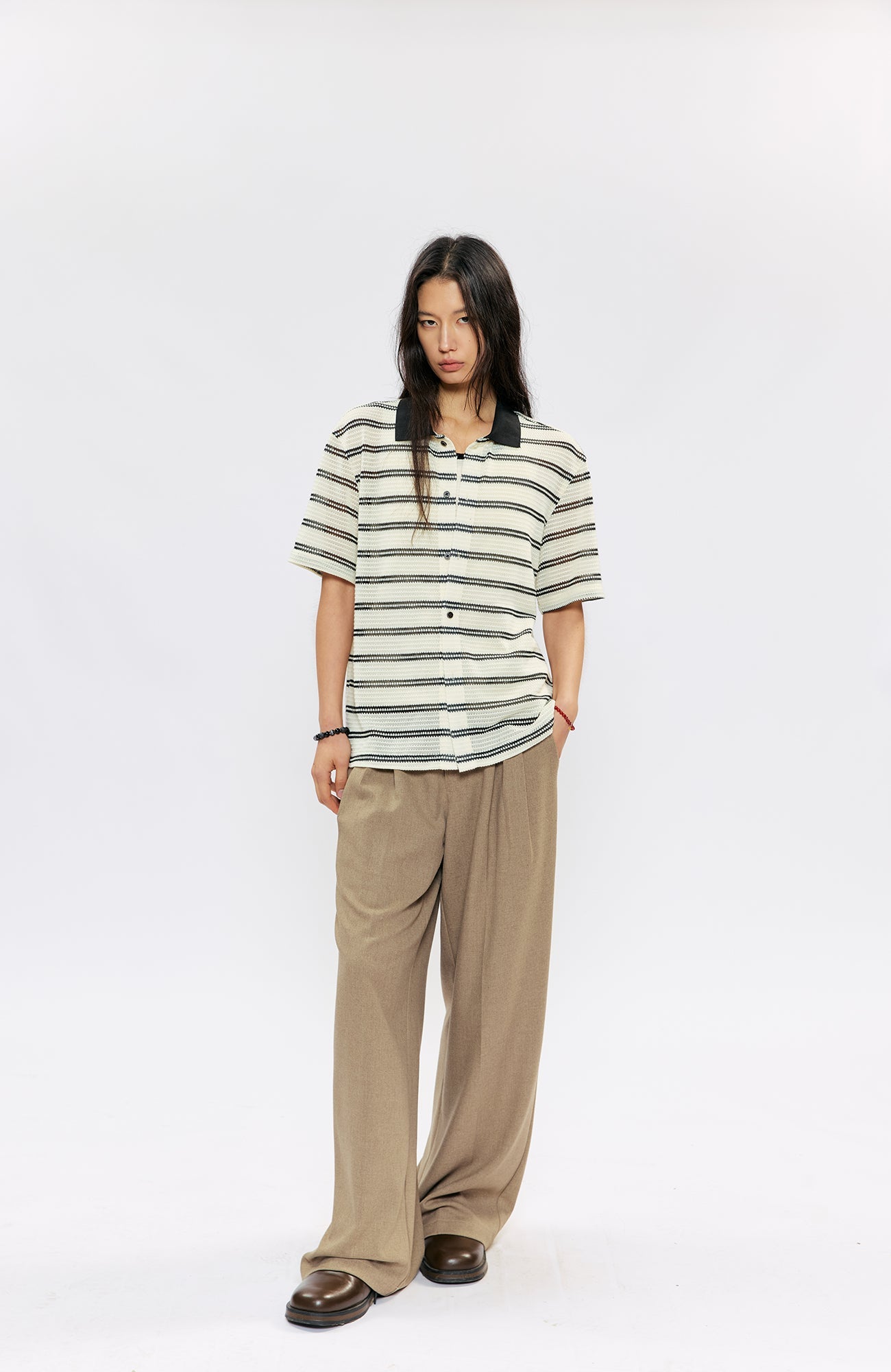 KREATE Stripe Knit Half Shirt-Half shirt-S (Preorder)-Free Shipping Leatheretro