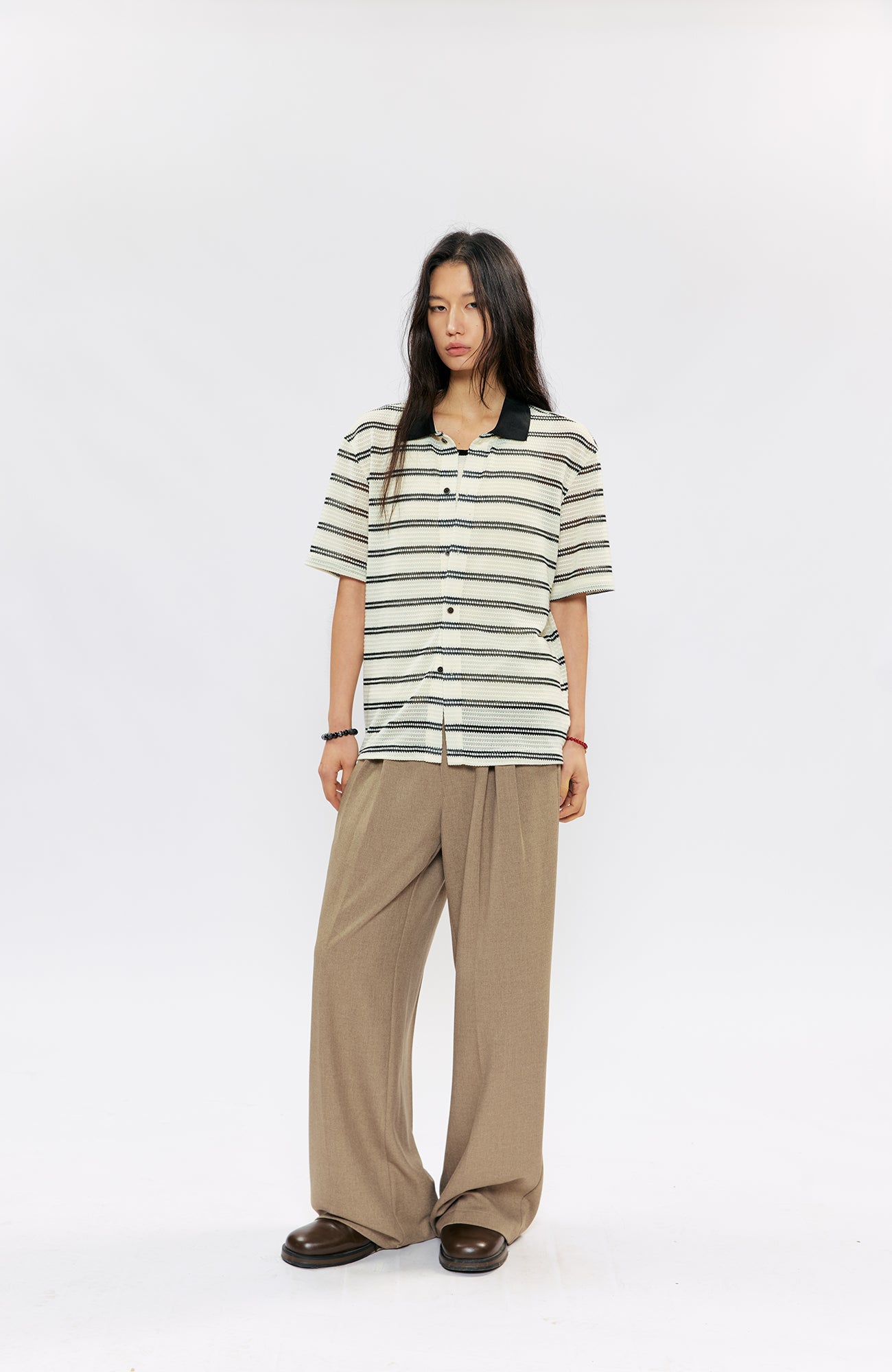 KREATE Stripe Knit Half Shirt-Half shirt-S (Preorder)-Free Shipping Leatheretro
