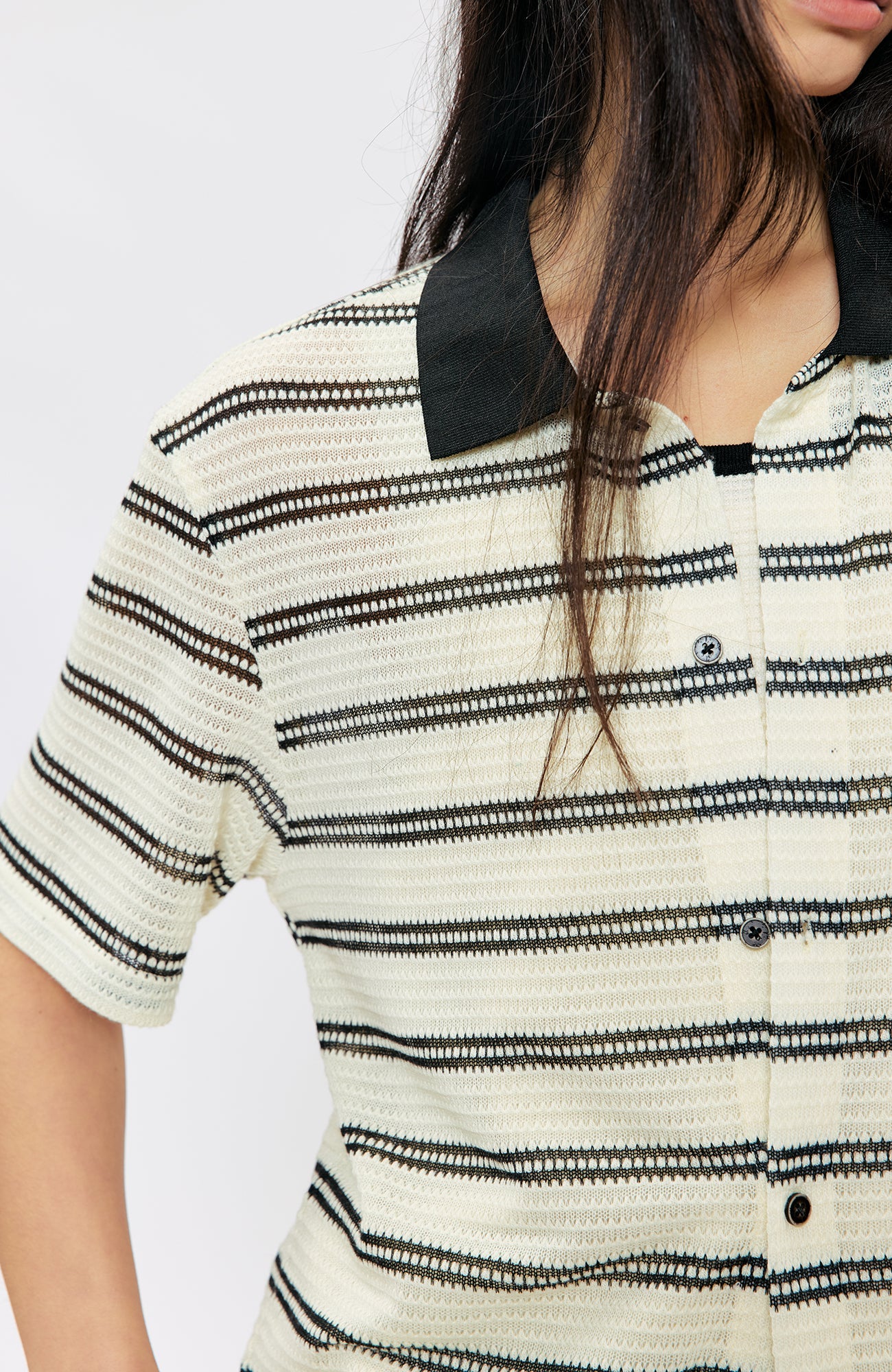KREATE Stripe Knit Half Shirt-Half shirt-S (Preorder)-Free Shipping Leatheretro