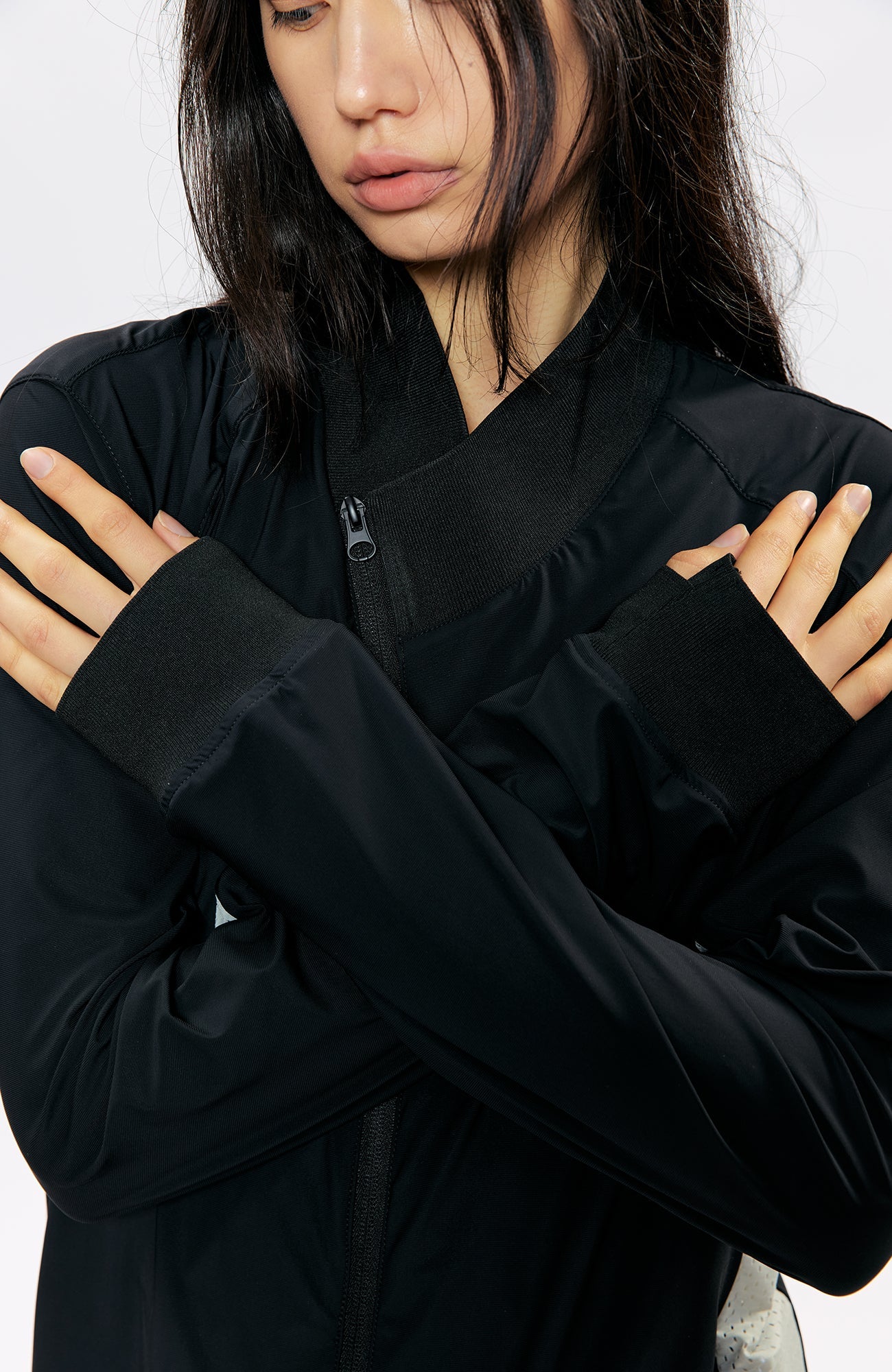 KREATE Asymmetric Zip Slim Sun Shield Jacket-Jacket-S (Preorder)-Gray-Free Shipping Leatheretro