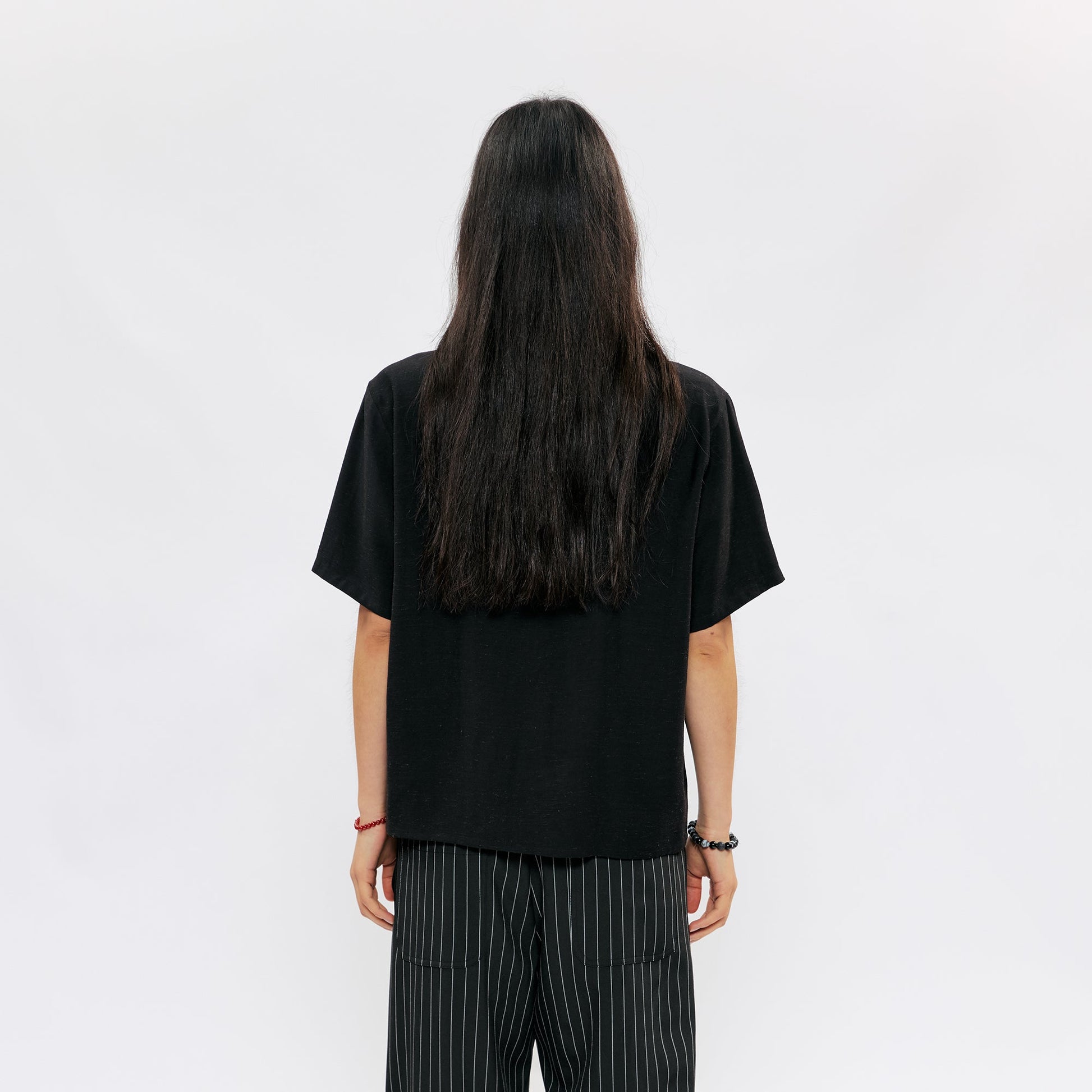 KREATE Asymmetric Zip Short-Sleeve Shirt-Half shirt-S (Preorder)-White-Free Shipping Leatheretro