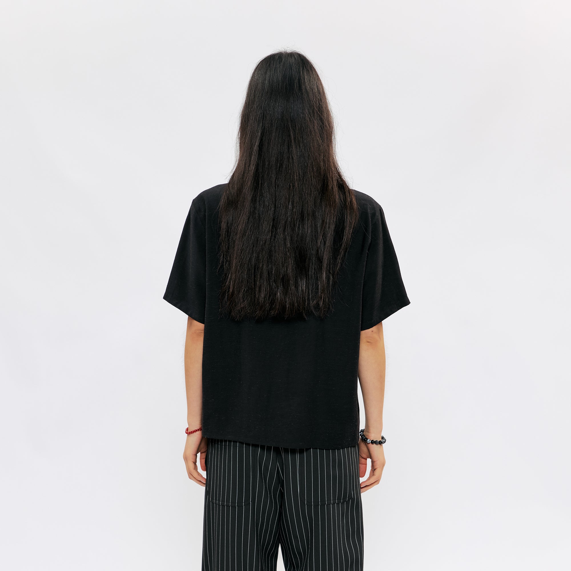 KREATE Asymmetric Zip Short-Sleeve Shirt-Half shirt-S (Preorder)-White-Free Shipping Leatheretro