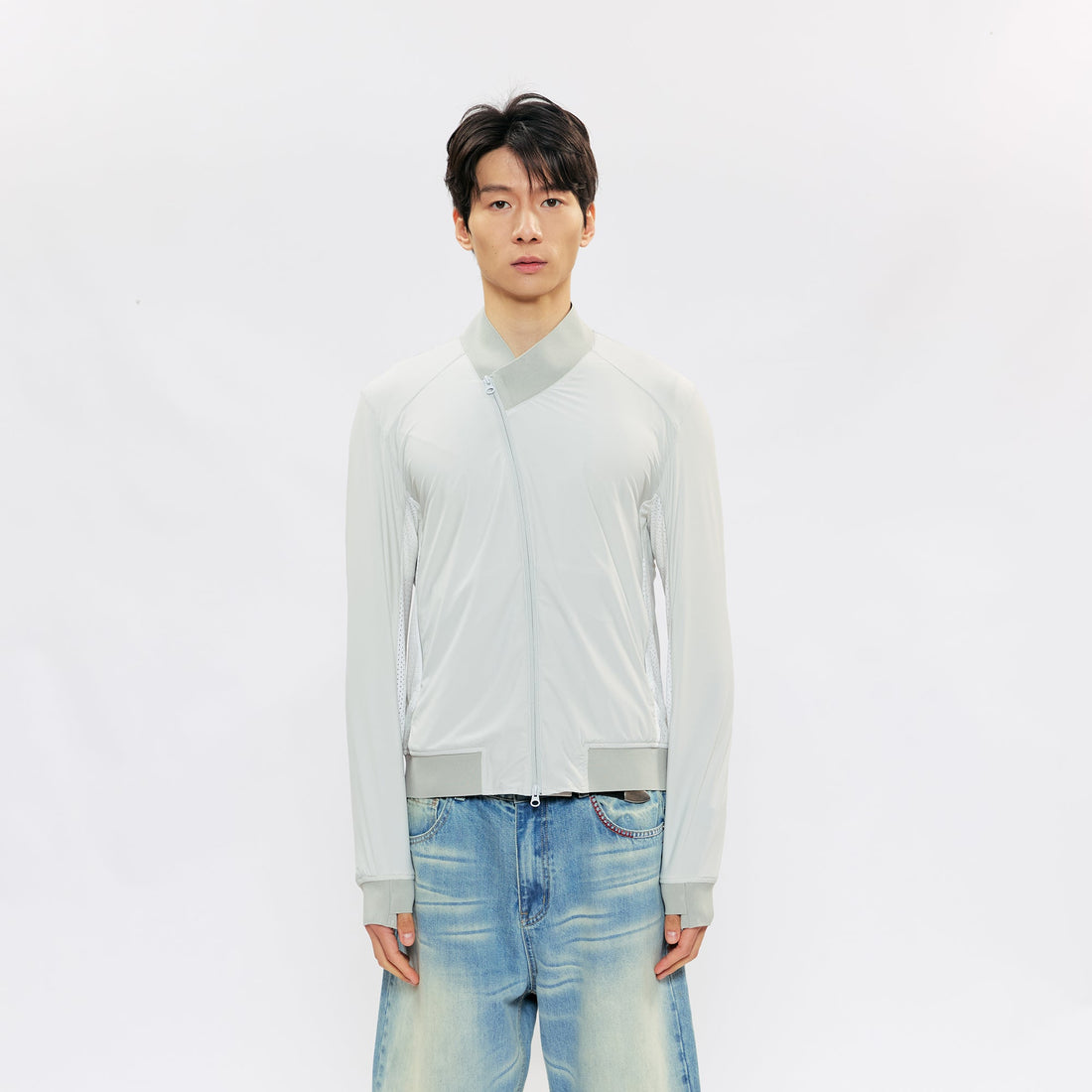 KREATE Asymmetric Zip Slim Sun Shield Jacket-Jacket-S (Preorder)-Gray-Free Shipping Leatheretro