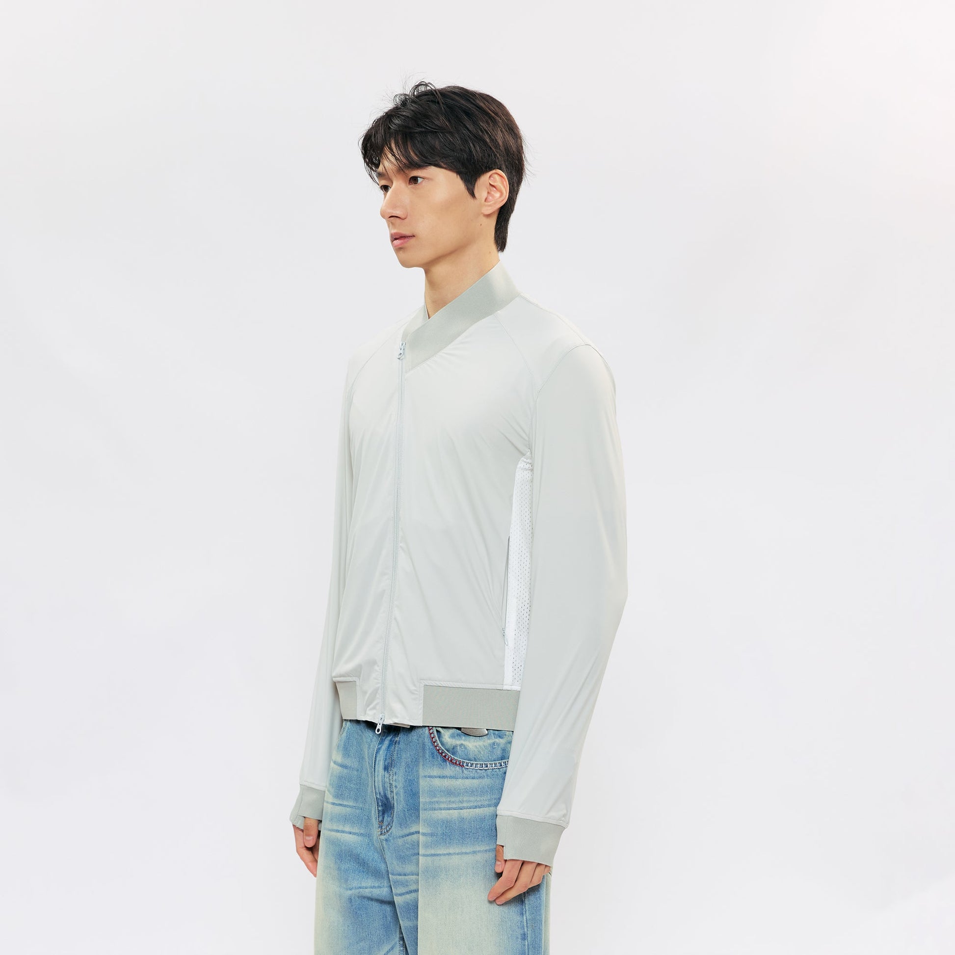 KREATE Asymmetric Zip Slim Sun Shield Jacket-Jacket-S (Preorder)-Gray-Free Shipping Leatheretro