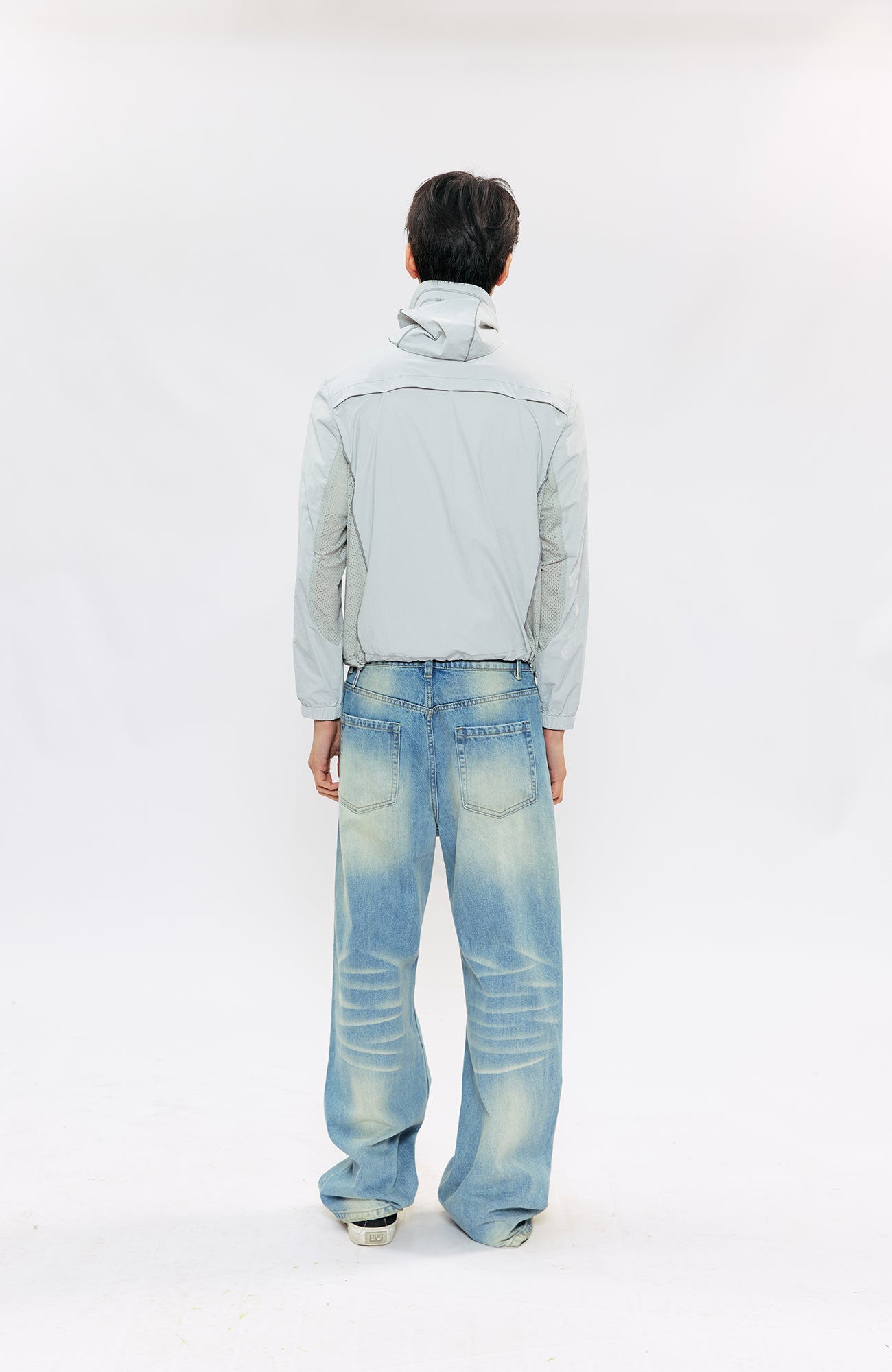KREATE KREATE Cross-Stitch Wide-Leg Washed Jeans-Jeans-S (Preorder)-Free Shipping Leatheretro