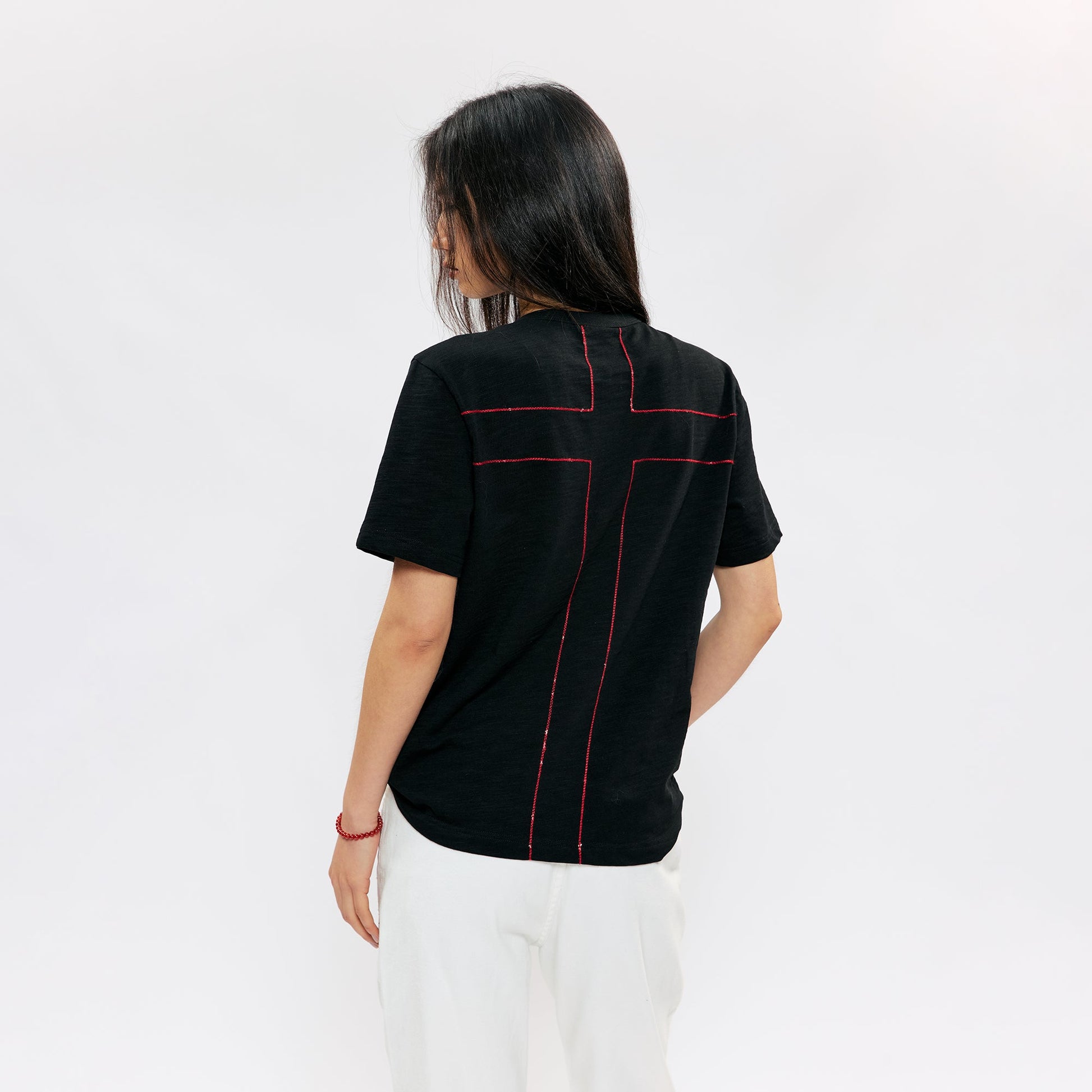 KREATE Cross-Stitch Henley T-Shirt-T Shirt-S (Preorder)-Dark Gray-Free Shipping Leatheretro