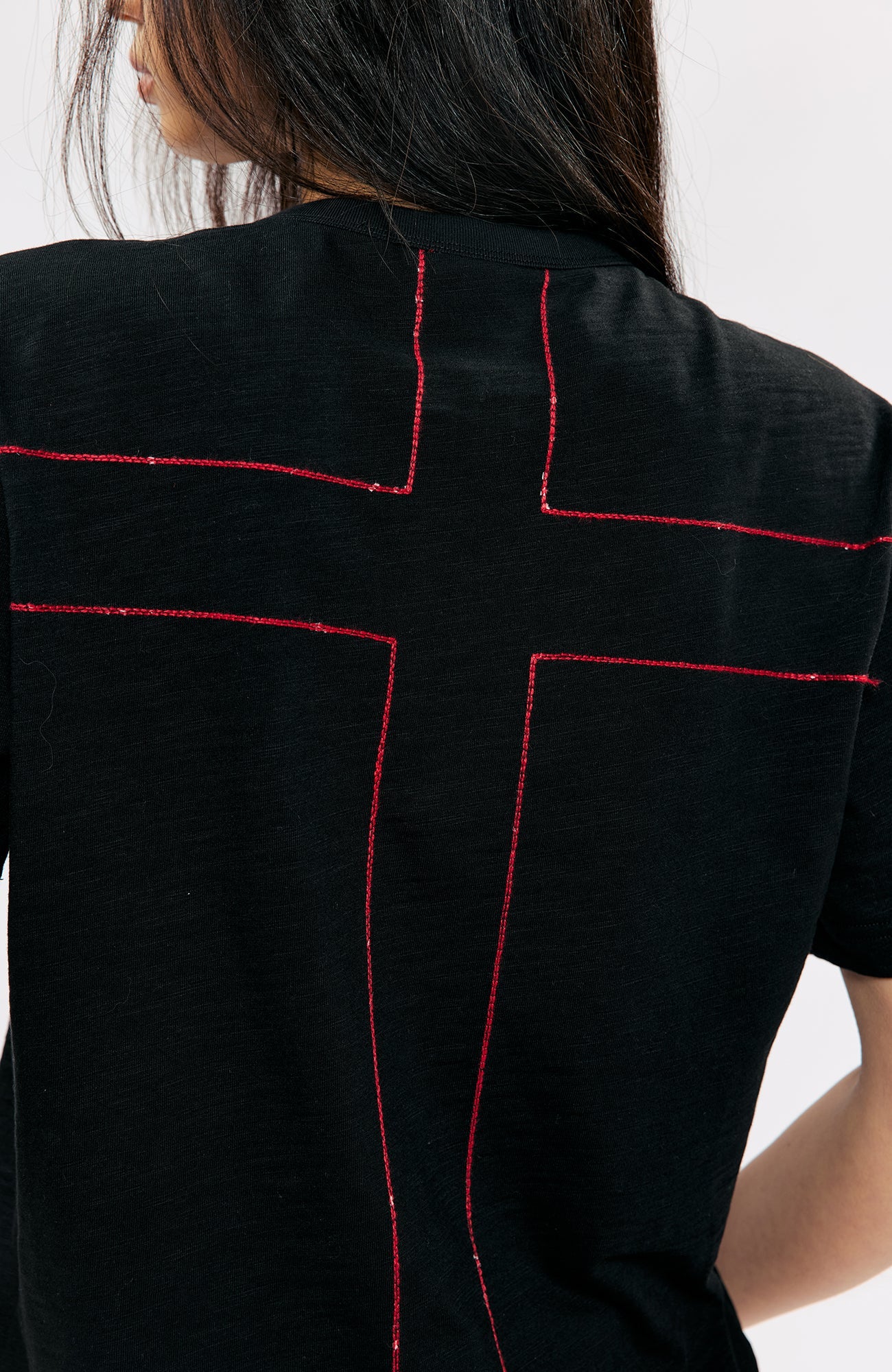 KREATE Cross-Stitch Henley T-Shirt-T Shirt-S (Preorder)-Dark Gray-Free Shipping Leatheretro