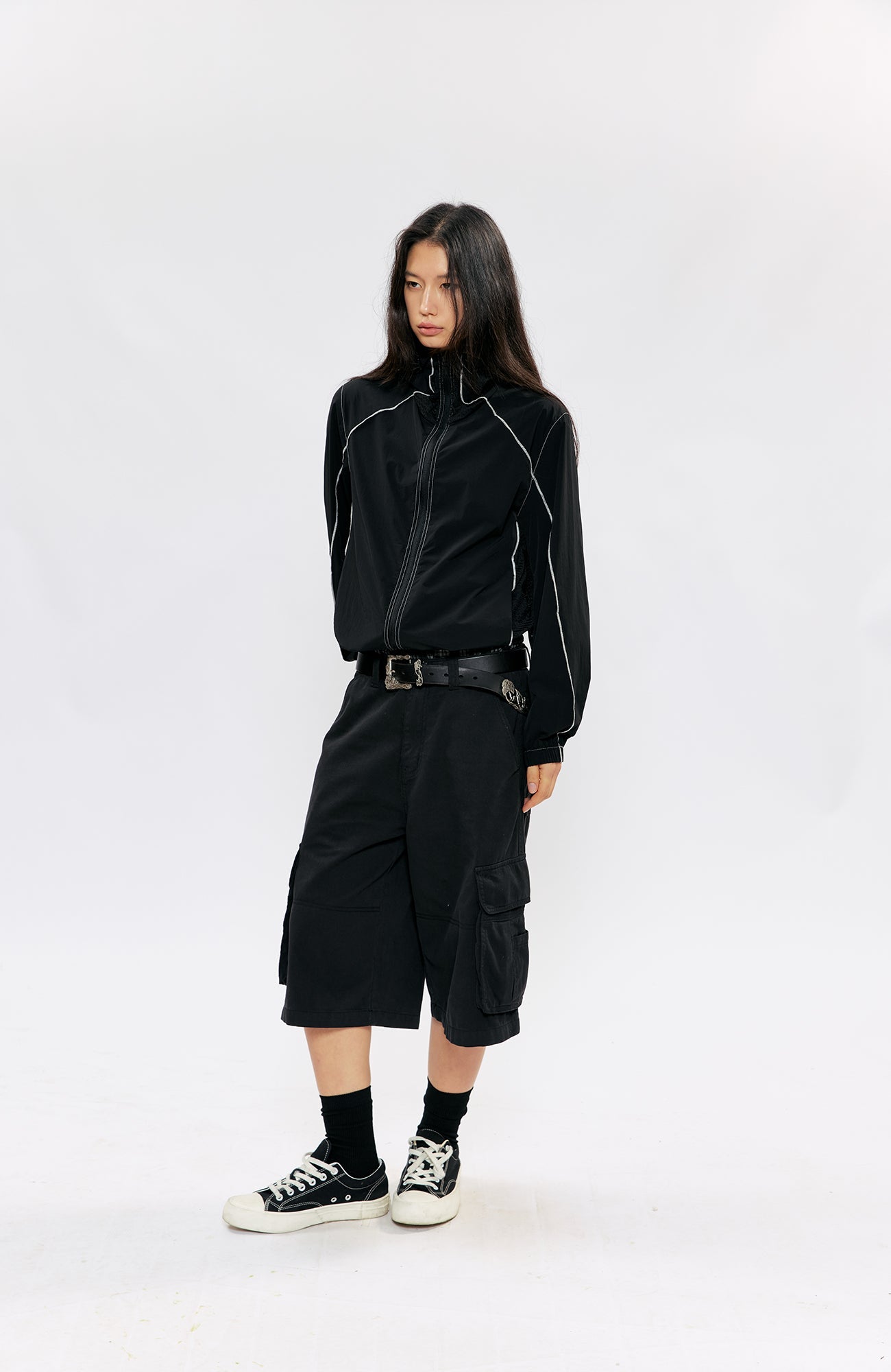 KREATE Contrast-Seam Sun Shield Jacket-Jacket-S (Preorder)-Gray-Free Shipping Leatheretro