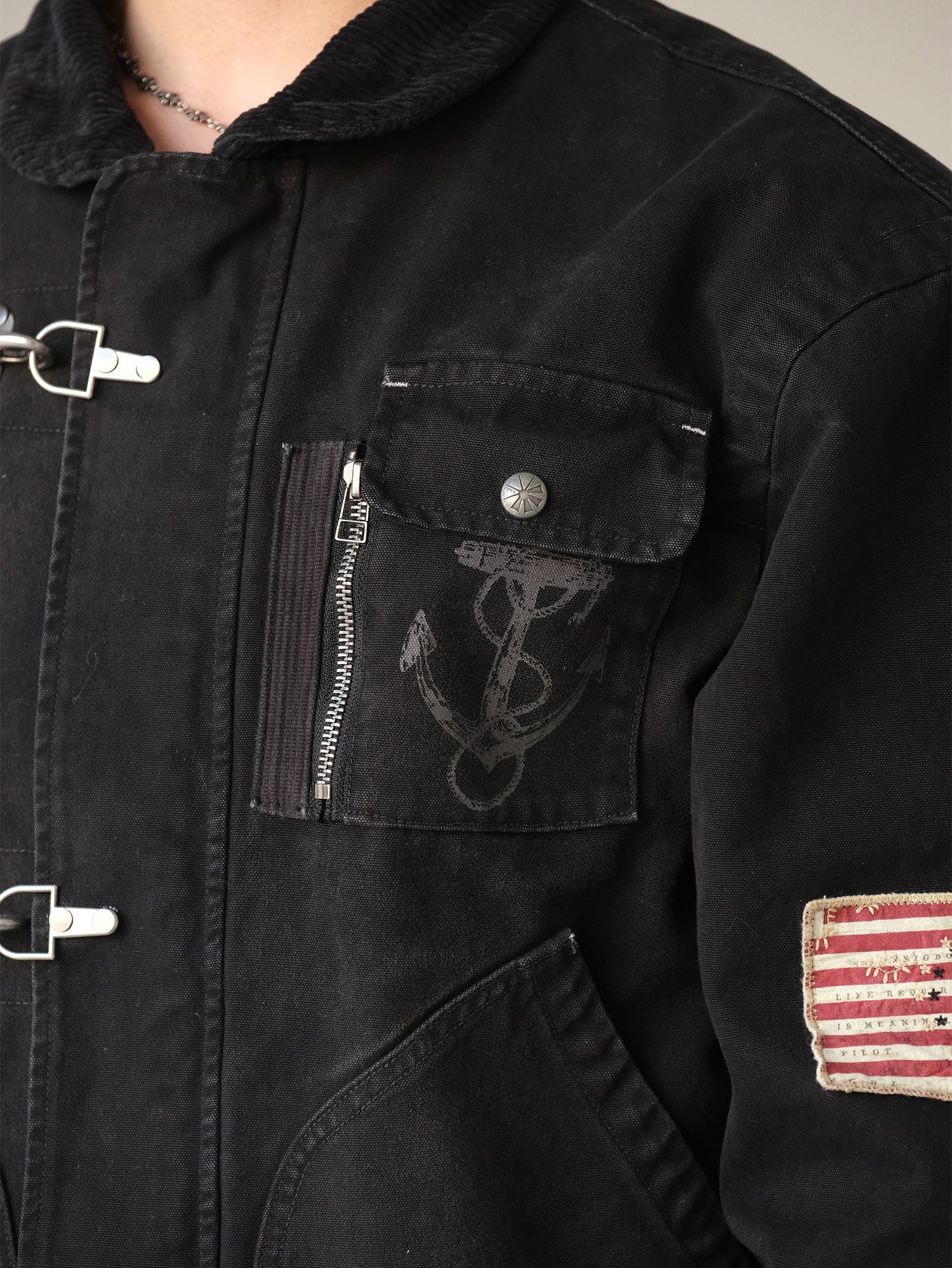 NEIGBORL Distressed Flight-Buckle Workwear Jacket-Jacket-S-Blue-Free Shipping Leatheretro