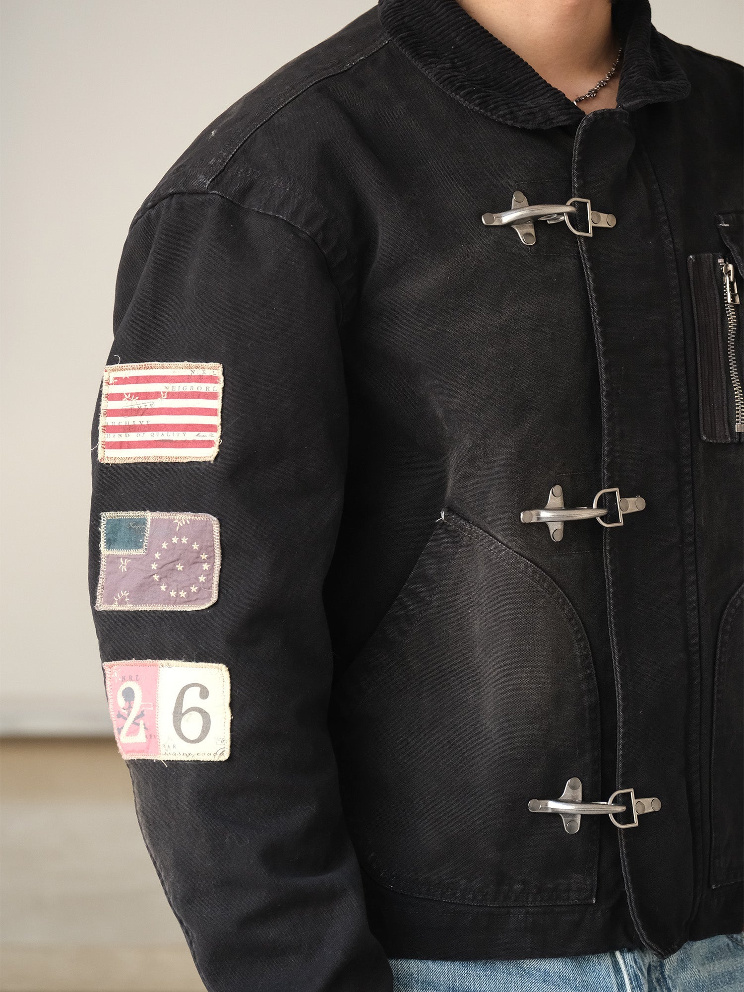 NEIGBORL Distressed Flight-Buckle Workwear Jacket-Jacket-S-Blue-Free Shipping Leatheretro