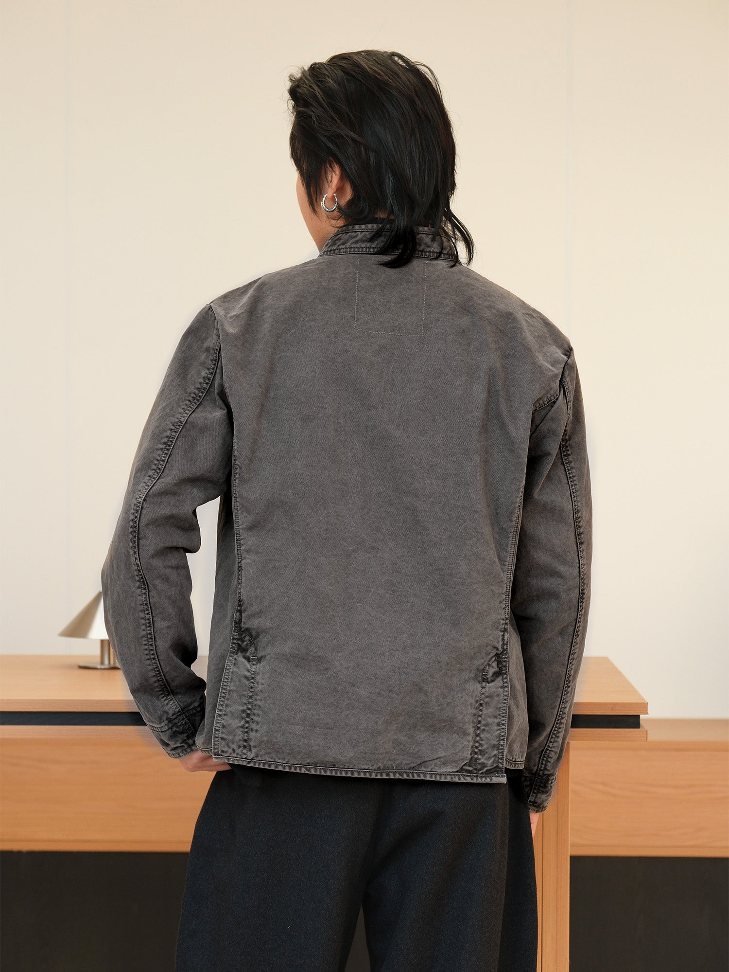NEIGBORL Washed Frog-Closure Stand-Collar Jacket-Jacket-M-Dark Gray-Free Shipping Leatheretro